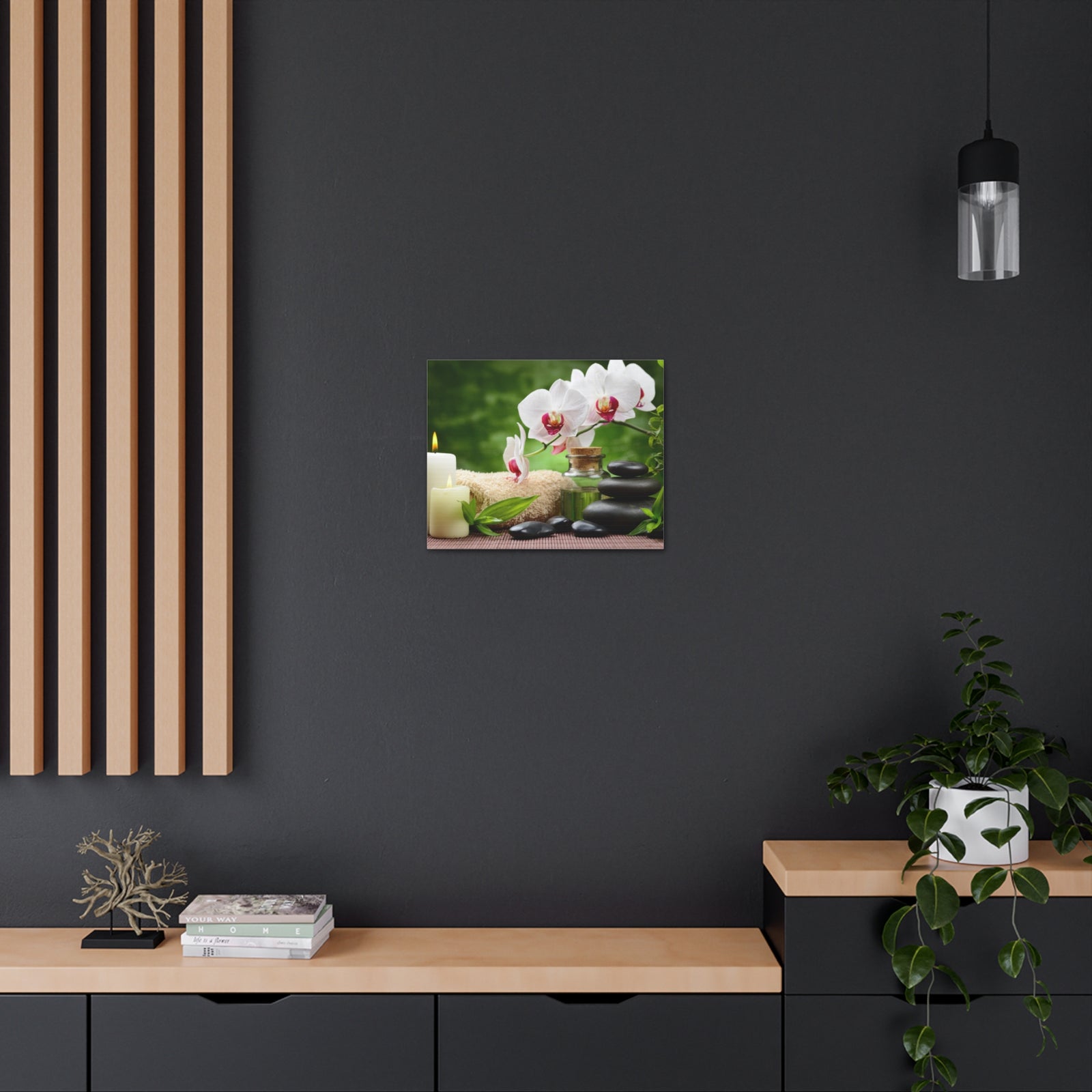 Orchid Flower and Stone Forest Floral Nature Photography Canvas Wall Art for Home Decor Ready-to-Hang-Express Your Love Gifts