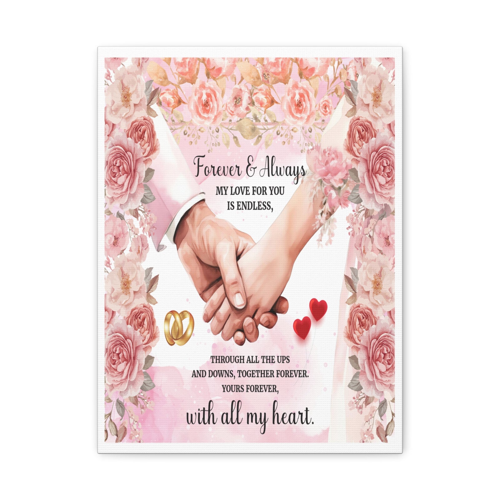 To My Wife Forever & Always Floral Canvas Wall Art – Romantic Wedding & Anniversary Gift-Express Your Love Gifts