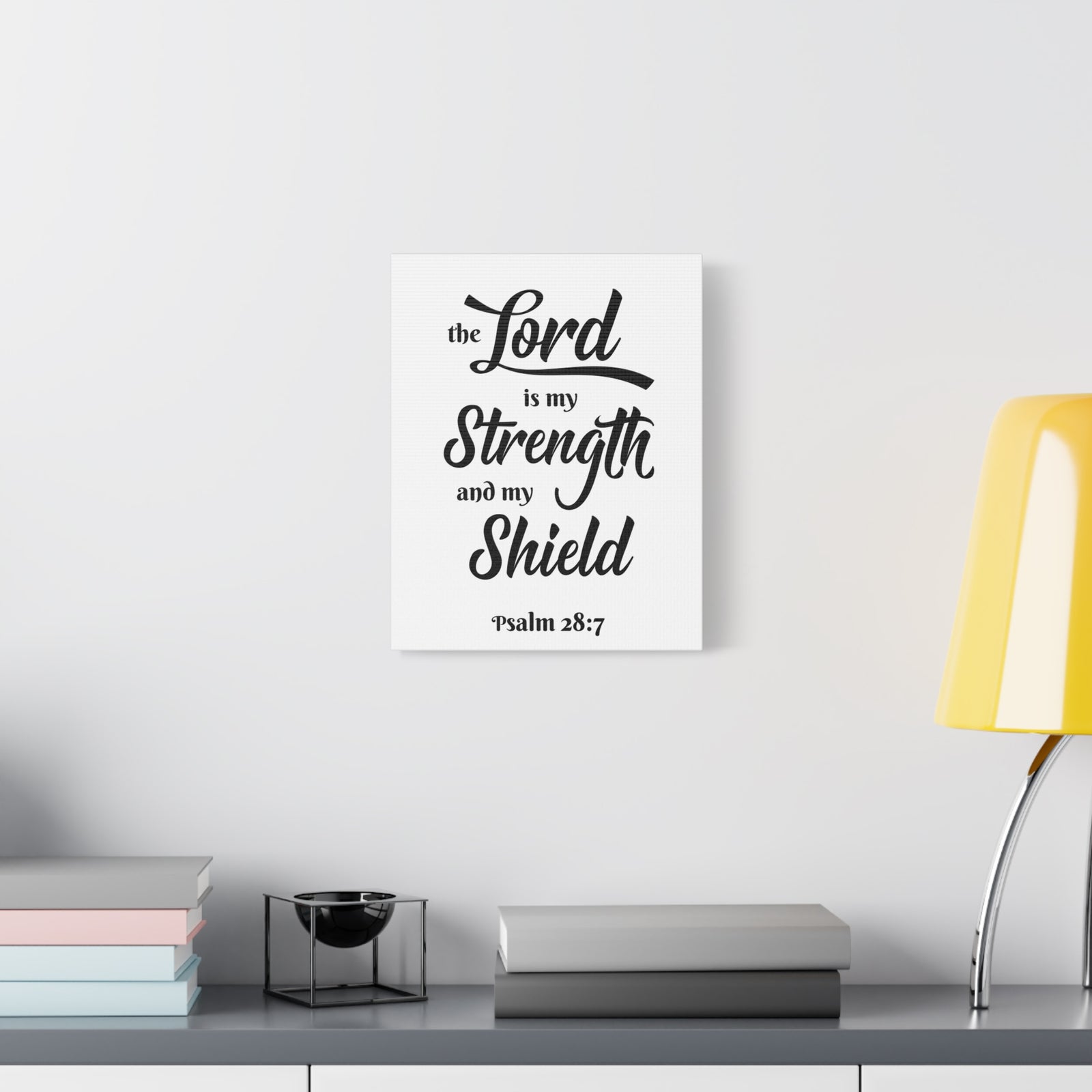 Scripture Wall The Lord Is My Strength Psalm 28:7 Bible Verse Canvas Christian Wall Art Ready To Hang-Express Your Love Gifts