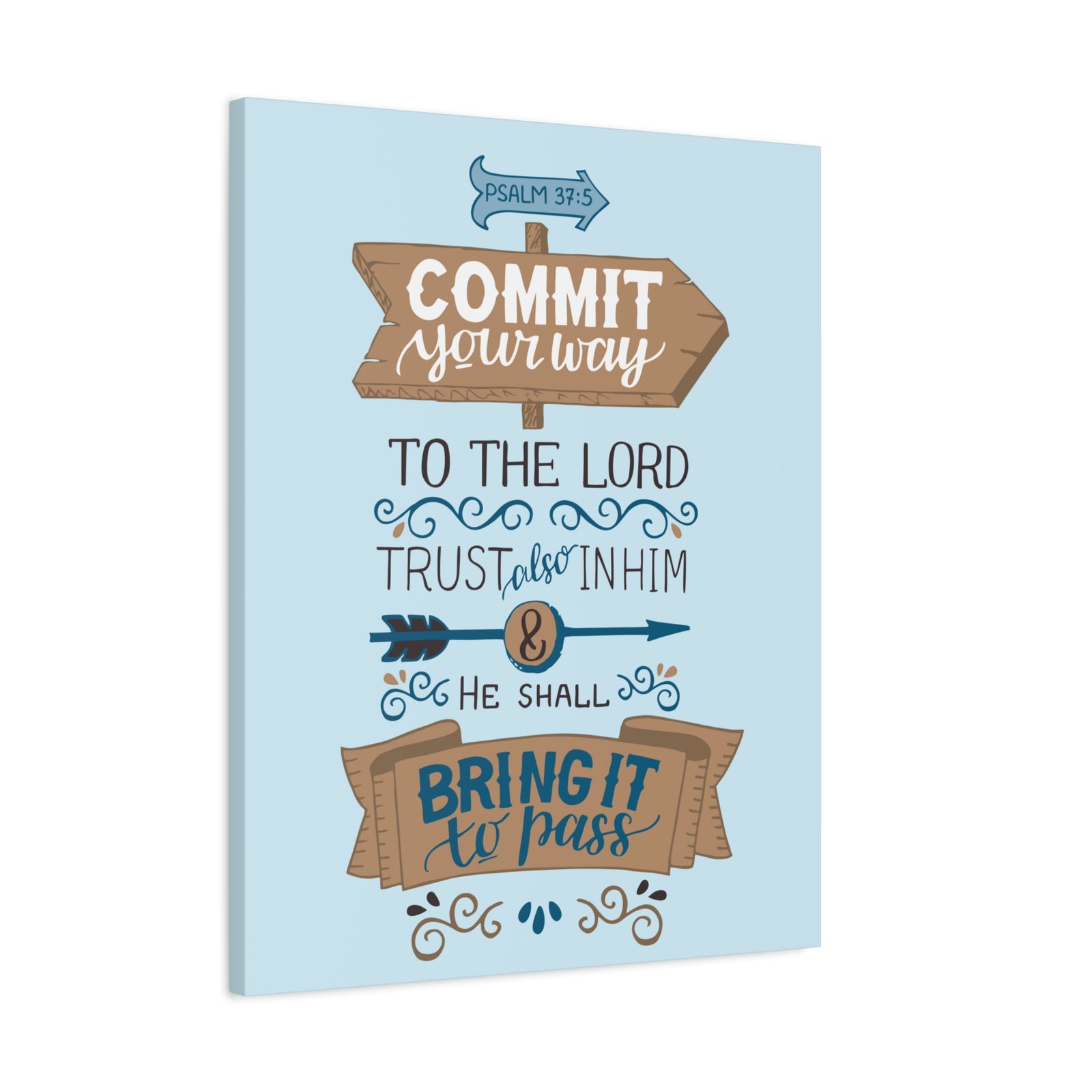 Scripture Canvas Commit Your Way Psalm 37:5 Christian Wall Art Bible Verse Print Ready To Hang-Express Your Love Gifts