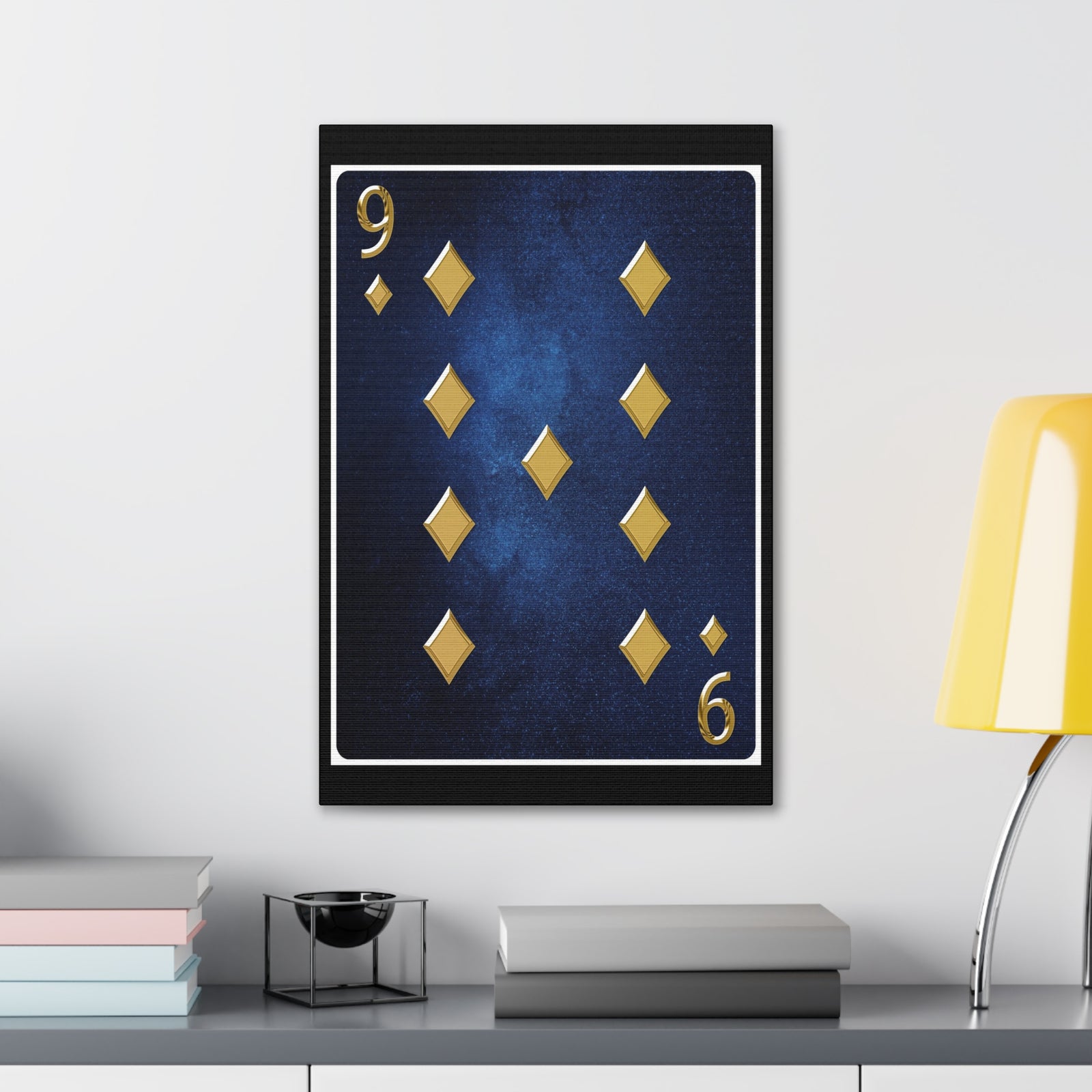 Nine Of Diamonds Space Background Playing Card Canvas Wall Art for Home Decor Ready-to-Hang-Express Your Love Gifts