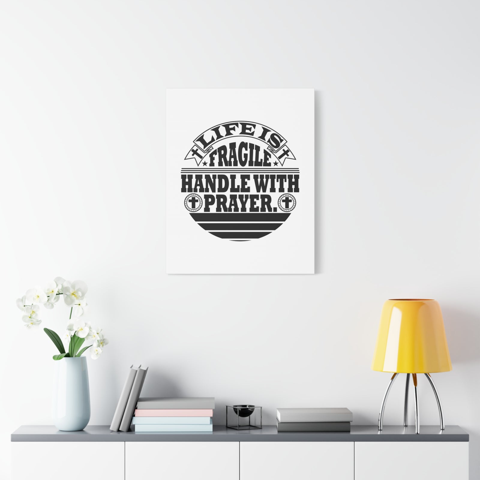 Scripture Canvas Handle With Prayer Psalm 39:4 Cross Christian Wall Art Bible Verse Print Ready to Hang-Express Your Love Gifts