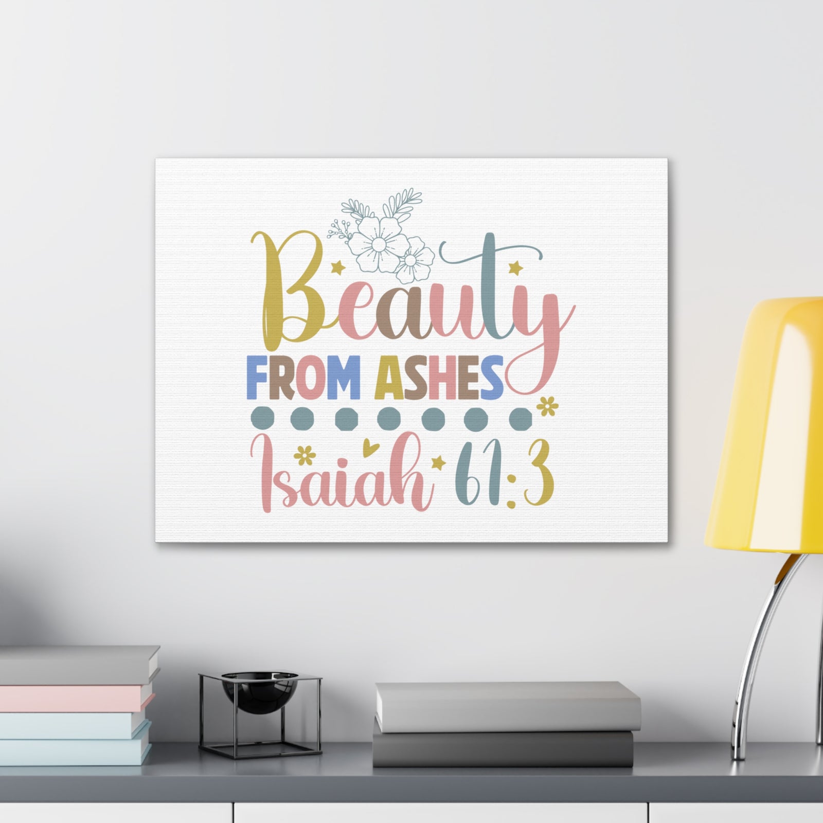 Scripture Walls Isaiah 61:3 Beauty From Ashes Bible Verse Canvas Christian Wall Art Ready to Hang Unframed-Express Your Love Gifts