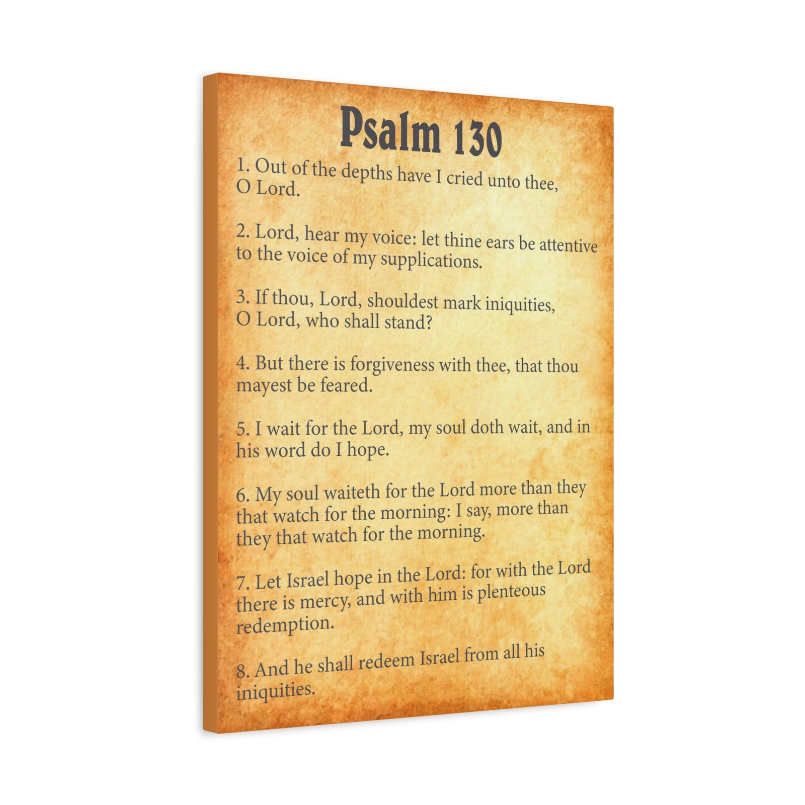 Scripture Walls Psalm 130 Gold Bible Chapter Canvas Christian Wall Art Ready to Hang-Express Your Love Gifts