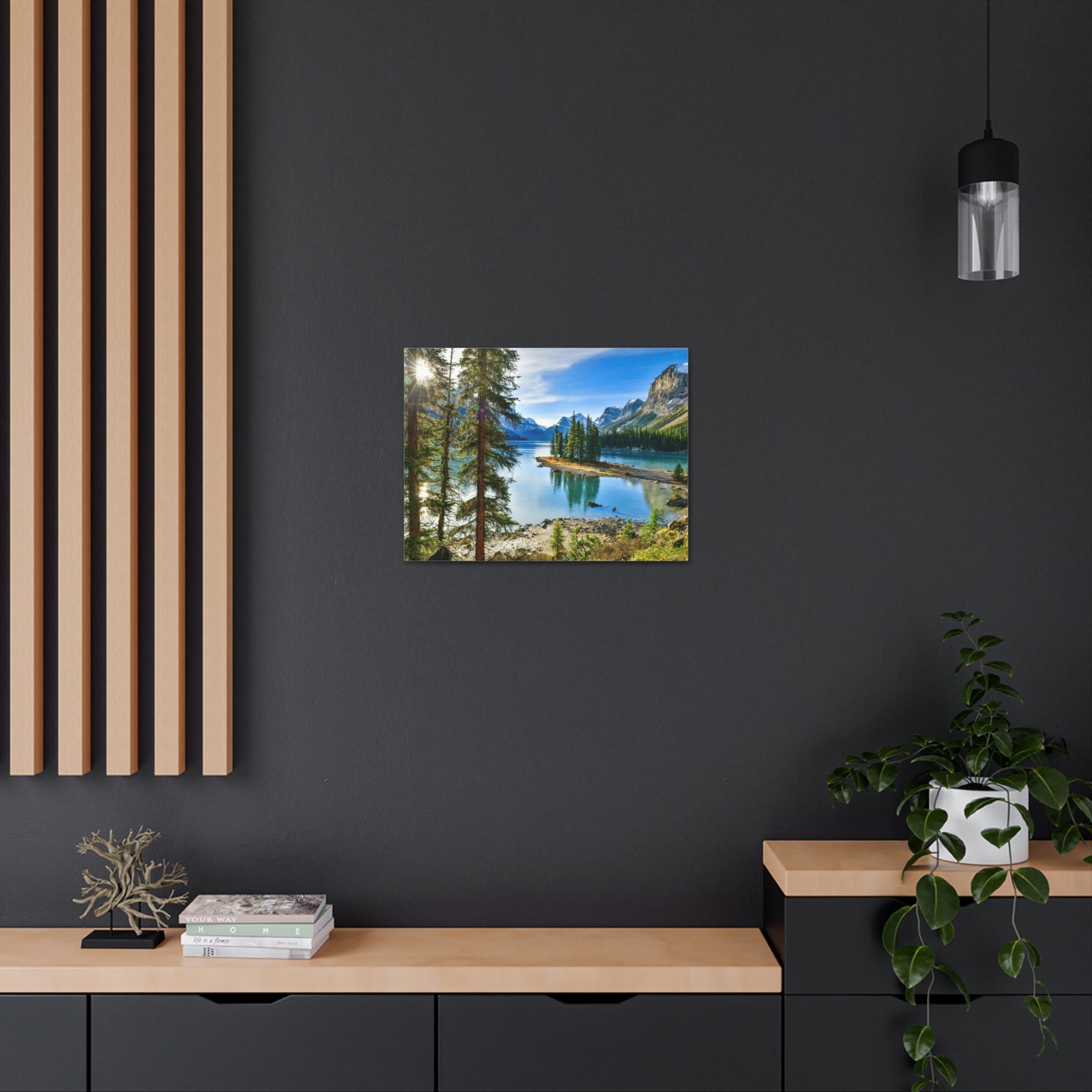 Mountain Lake Island Nature Wilderness Photography Canvas Wall Art for Home Decor Ready-to-Hang-Express Your Love Gifts