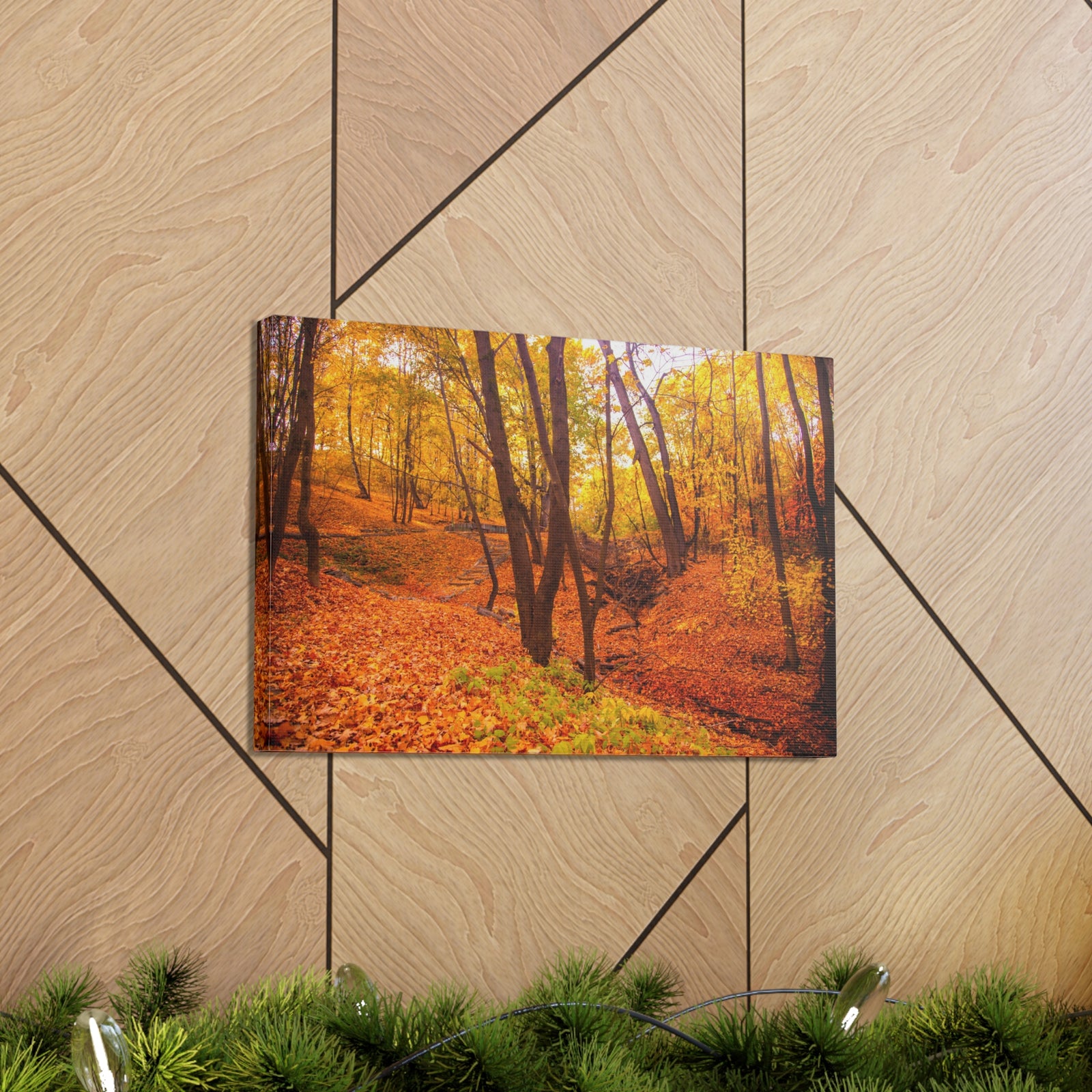 Fall Orange Tree Forest Nature Wilderness Photography Canvas Wall Art for Home Decor Ready-to-Hang-Express Your Love Gifts