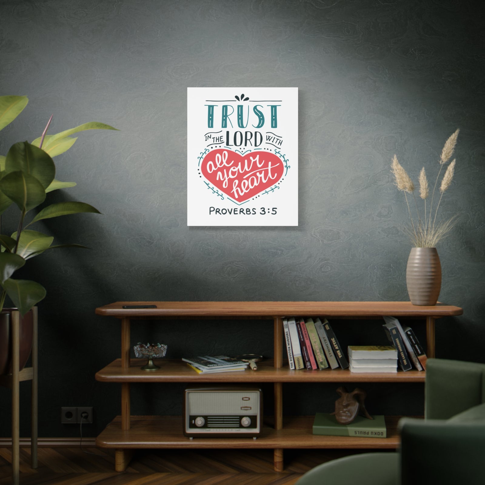 Scripture Canvas Trust In The Lord Proverbs 3:5 Christian Wall Art Bible Verse Print Ready To Hang-Express Your Love Gifts