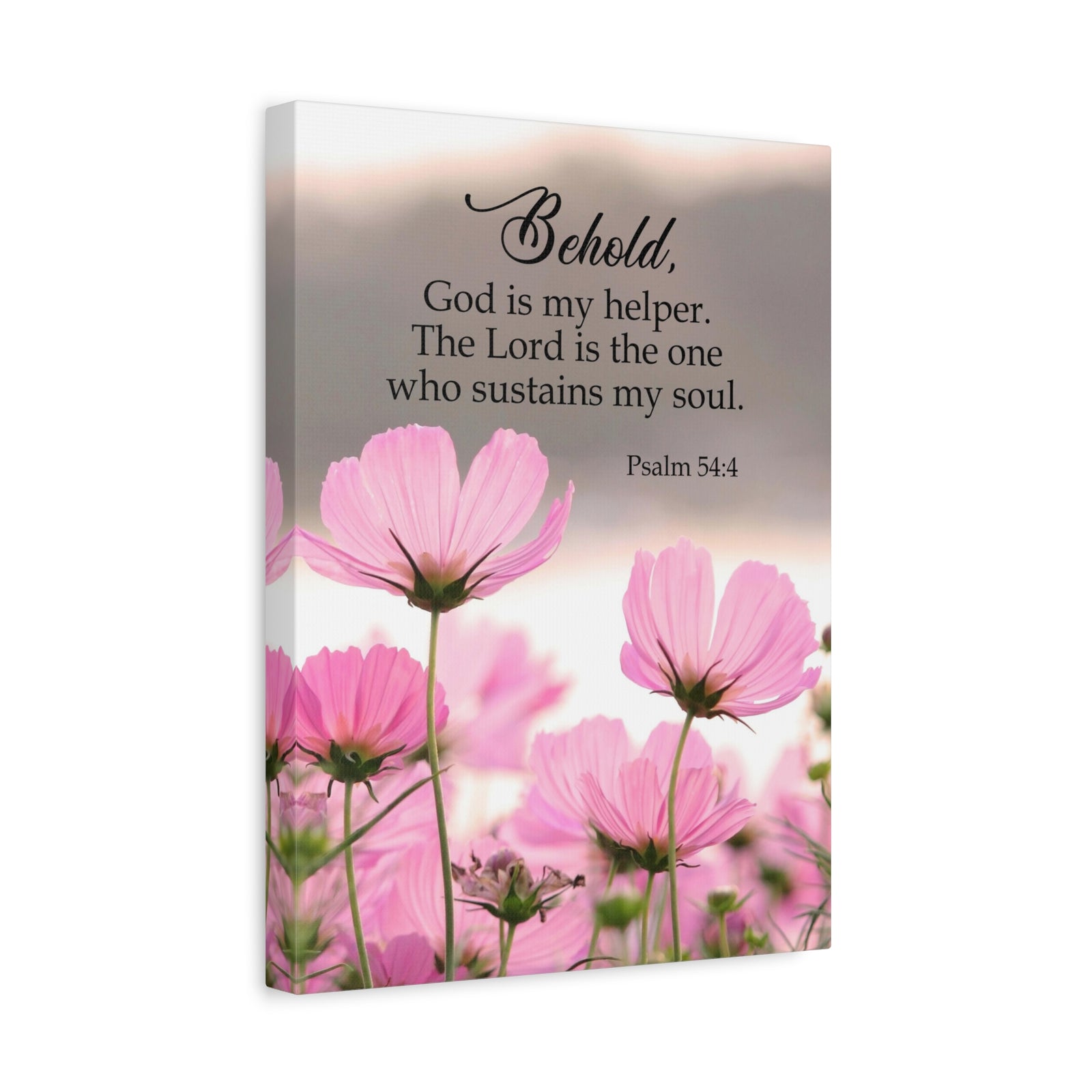 Scripture Canvas Behold, God is My Helper Psalm 54:4 Christian Wall Art Bible Verse Print Ready to Hang-Express Your Love Gifts