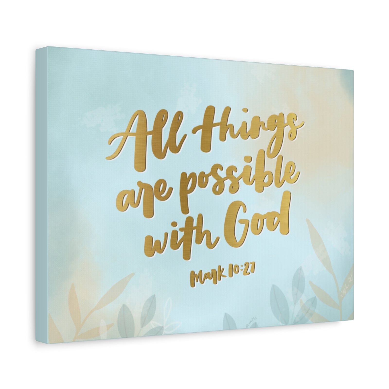 Scripture Canvas Possible With God Mark 10:27 Christian Wall Art Bible Verse Print Ready to Hang