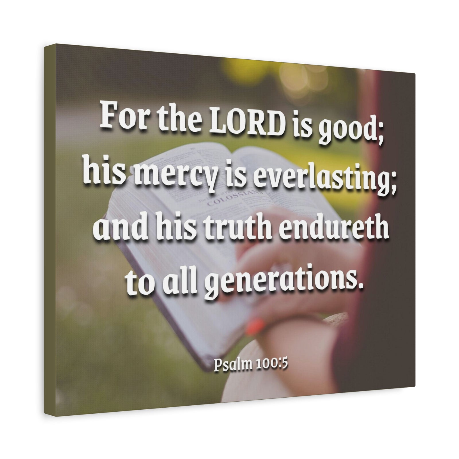 Scripture Canvas Mercy Is Everlasting Psalms 100:5 Christian Wall Art Bible Verse Print Ready to Hang-Express Your Love Gifts