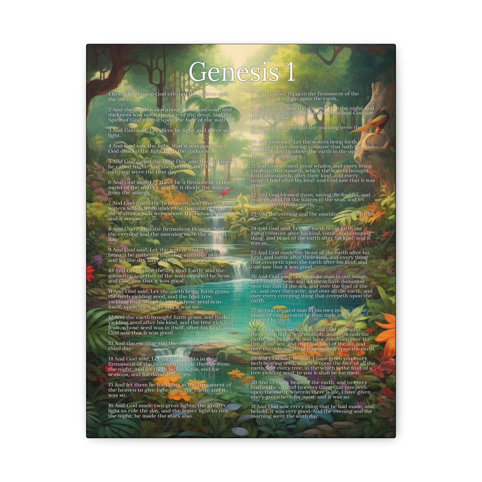 Scripture Walls Genesis 1 Chapter In the Beginning Christian Wall Art Print Ready to Hang Unframed-Express Your Love Gifts
