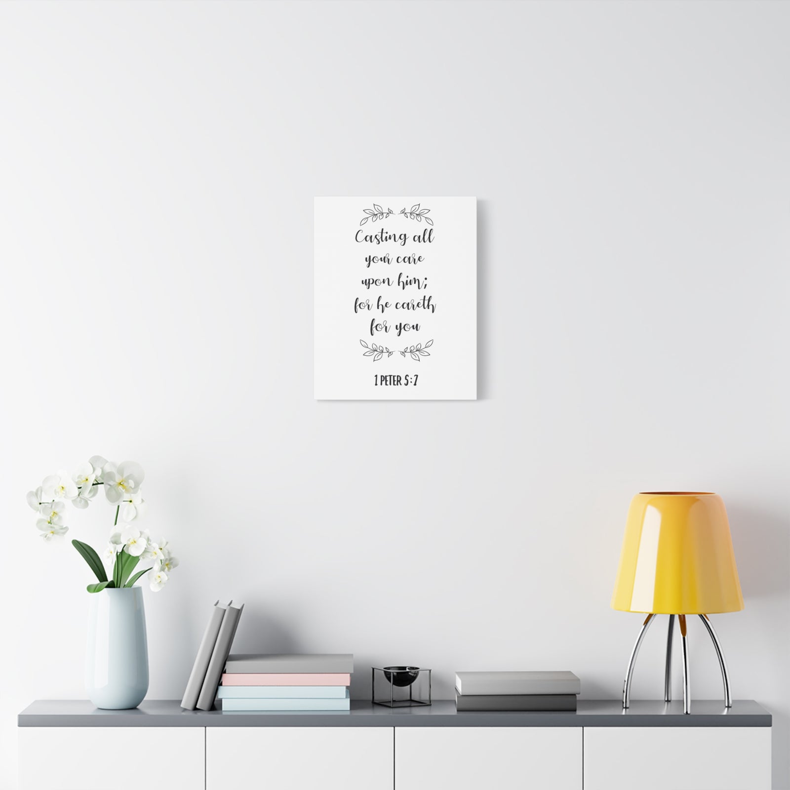 Scripture Canvas Casting All Your Care 1 Peter 5:7 Christian Wall Art Bible Verse Print Ready To Hang-Express Your Love Gifts