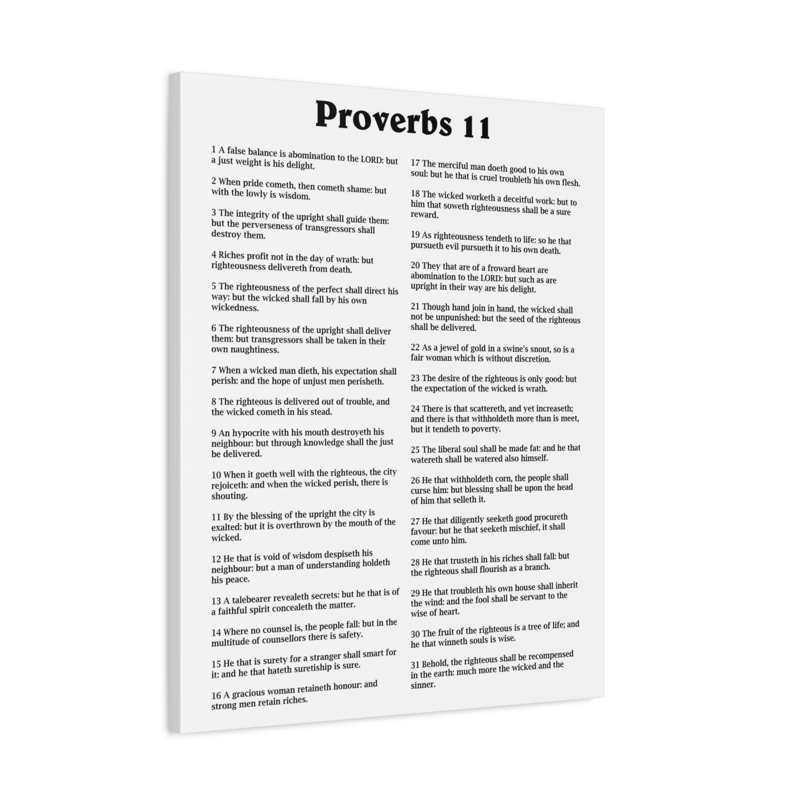 Scripture Walls Proverbs Chapter 11 White Bible Canvas Christian Wall Art Ready to Hang Unframed-Express Your Love Gifts