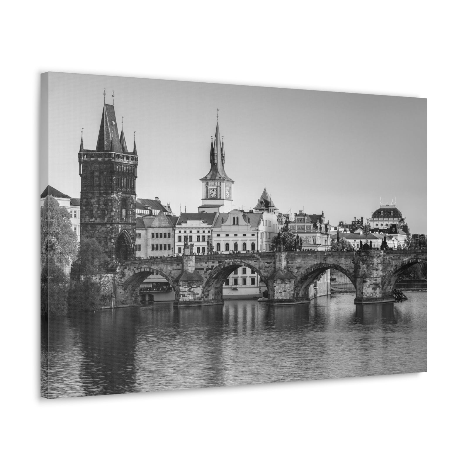 Prague Black And White Skyline Canvas Artwork High-Quality Breathtaking Stunning Cityscape for Home Decor Ready to Hang-Express Your Love Gifts