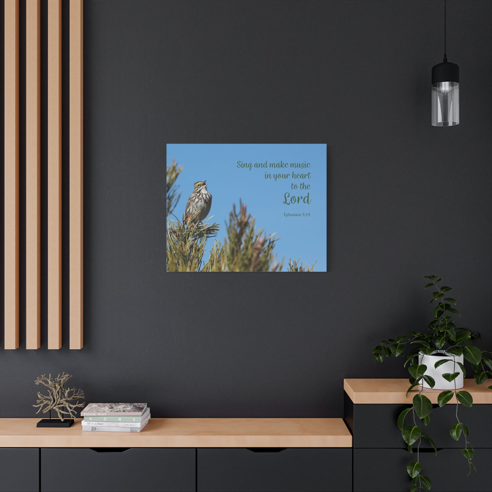 Scripture Canvas In Your Heart Ephesians 5:19 Christian Wall Art Bible Verse Print Ready to Hang-Express Your Love Gifts