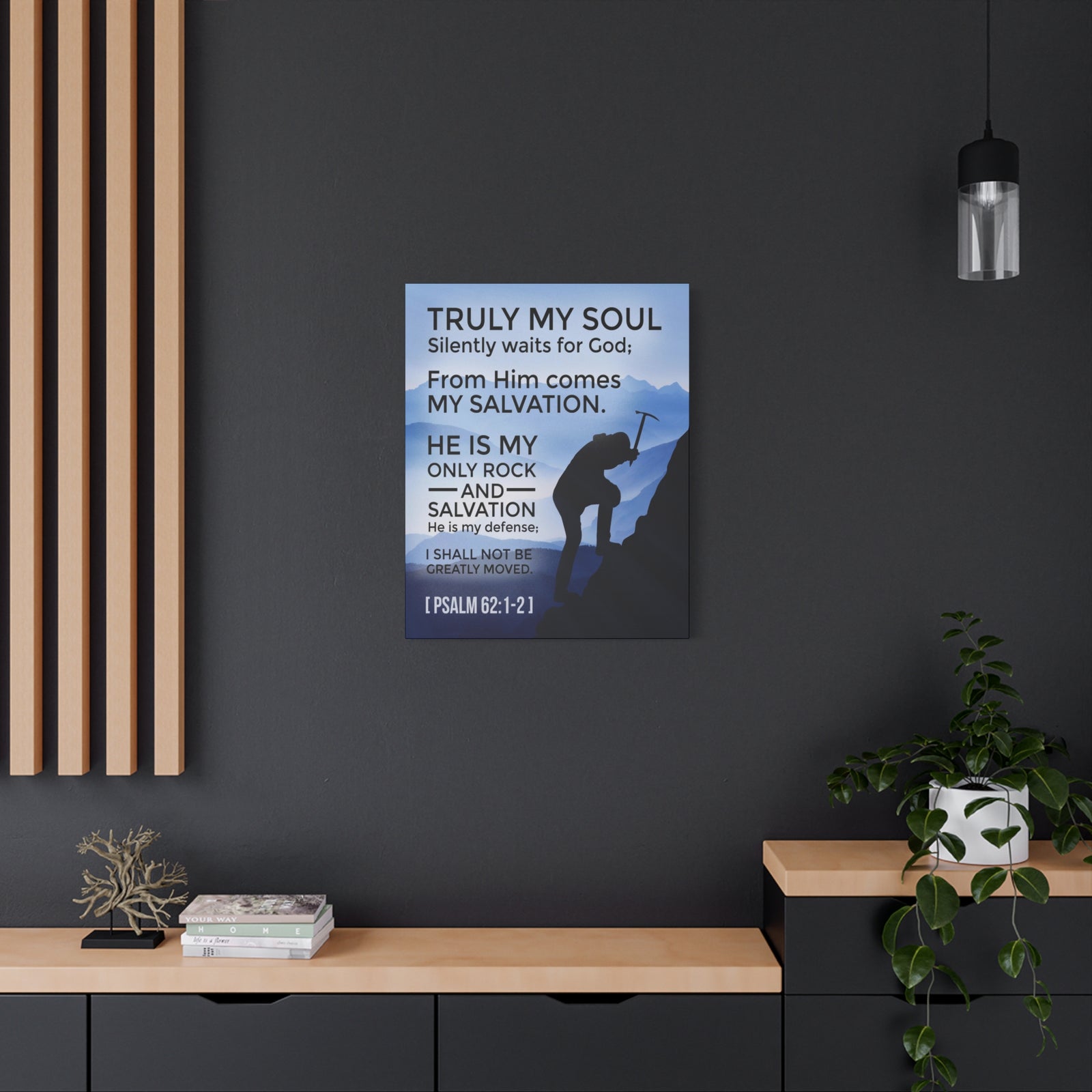 Scripture Canvas Rock And Salvation Psalm 62:1-2 Christian Wall Art Bible Verse Print Ready to Hang-Express Your Love Gifts