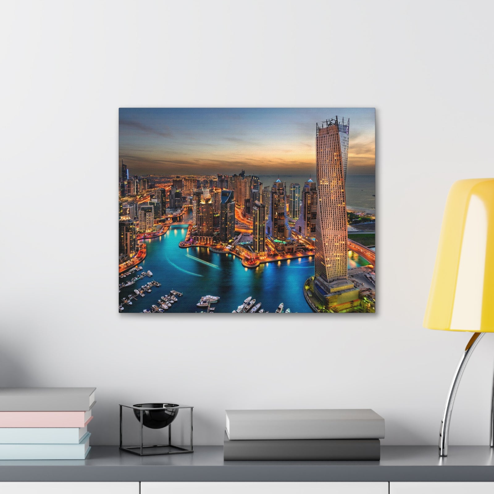 Dubai Night Skyline Canvas Artwork High-Quality Breathtaking Stunning Cityscape for Home Decor Ready to Hang-Express Your Love Gifts