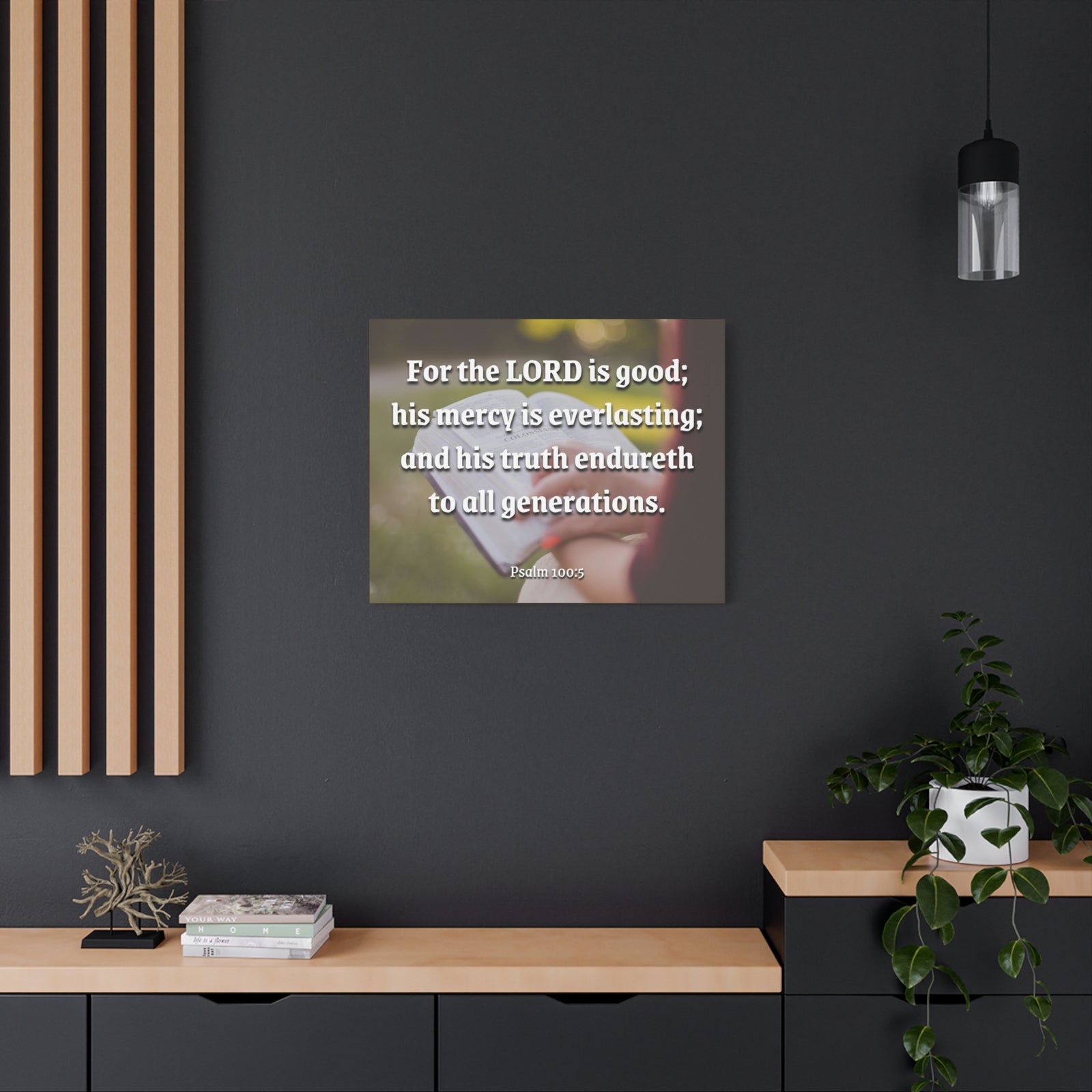 Scripture Canvas Mercy Is Everlasting Psalms 100:5 Christian Wall Art Bible Verse Print Ready to Hang-Express Your Love Gifts