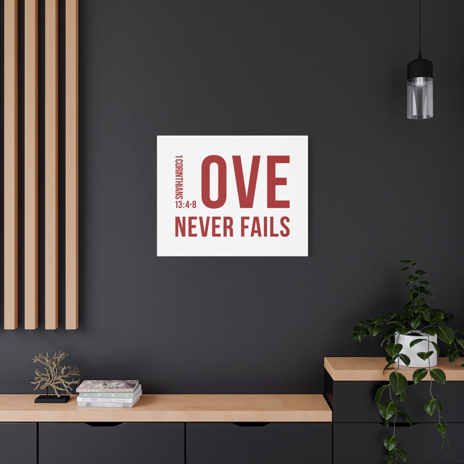 Scripture Canvas Love Never Fails 1 Corinthians 13:4-8 Christian Wall Art Bible Verse Print Ready To Hang-Express Your Love Gifts