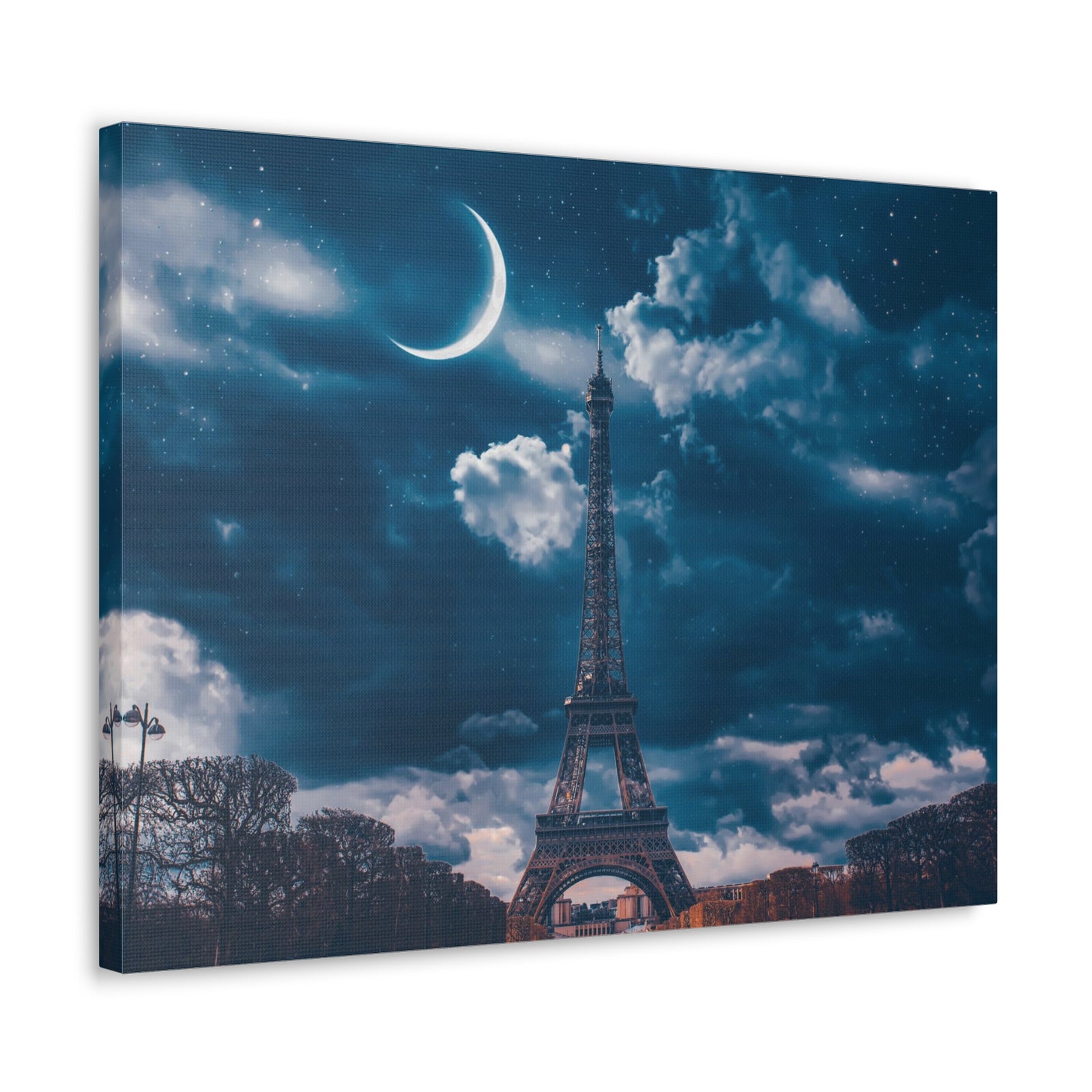 Paris Eiffel Tower Moon France Canvas Artwork High-Quality Breathtaking French City for Home Decor Ready to Hang-Express Your Love Gifts