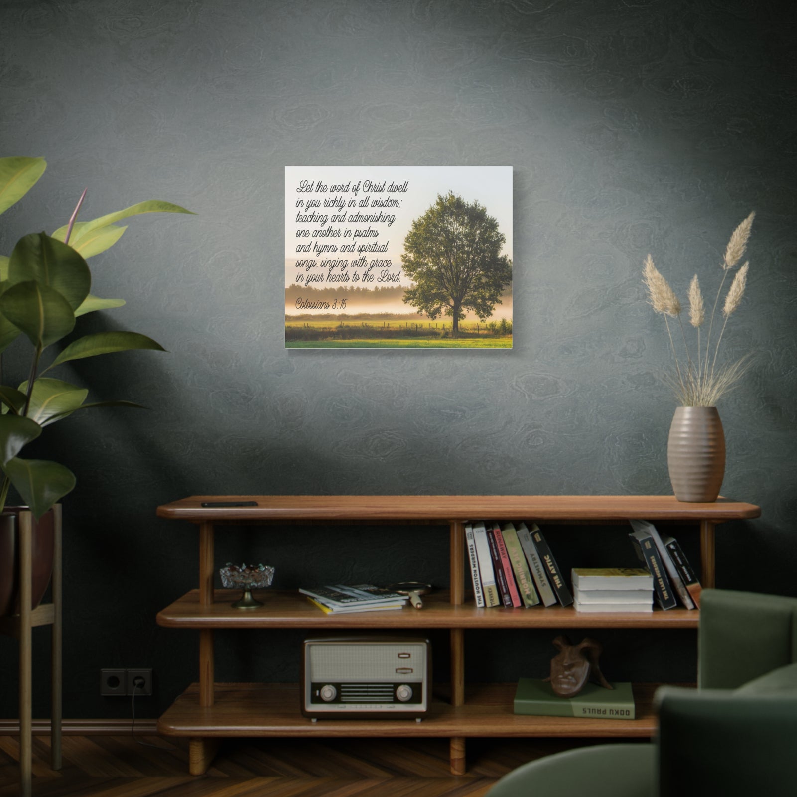 Scripture Canvas Psalms, Hymns and Spiritual Songs Colossians 3:16 Christian Wall Art Bible Verse Print Ready to Hang-Express Your Love Gifts