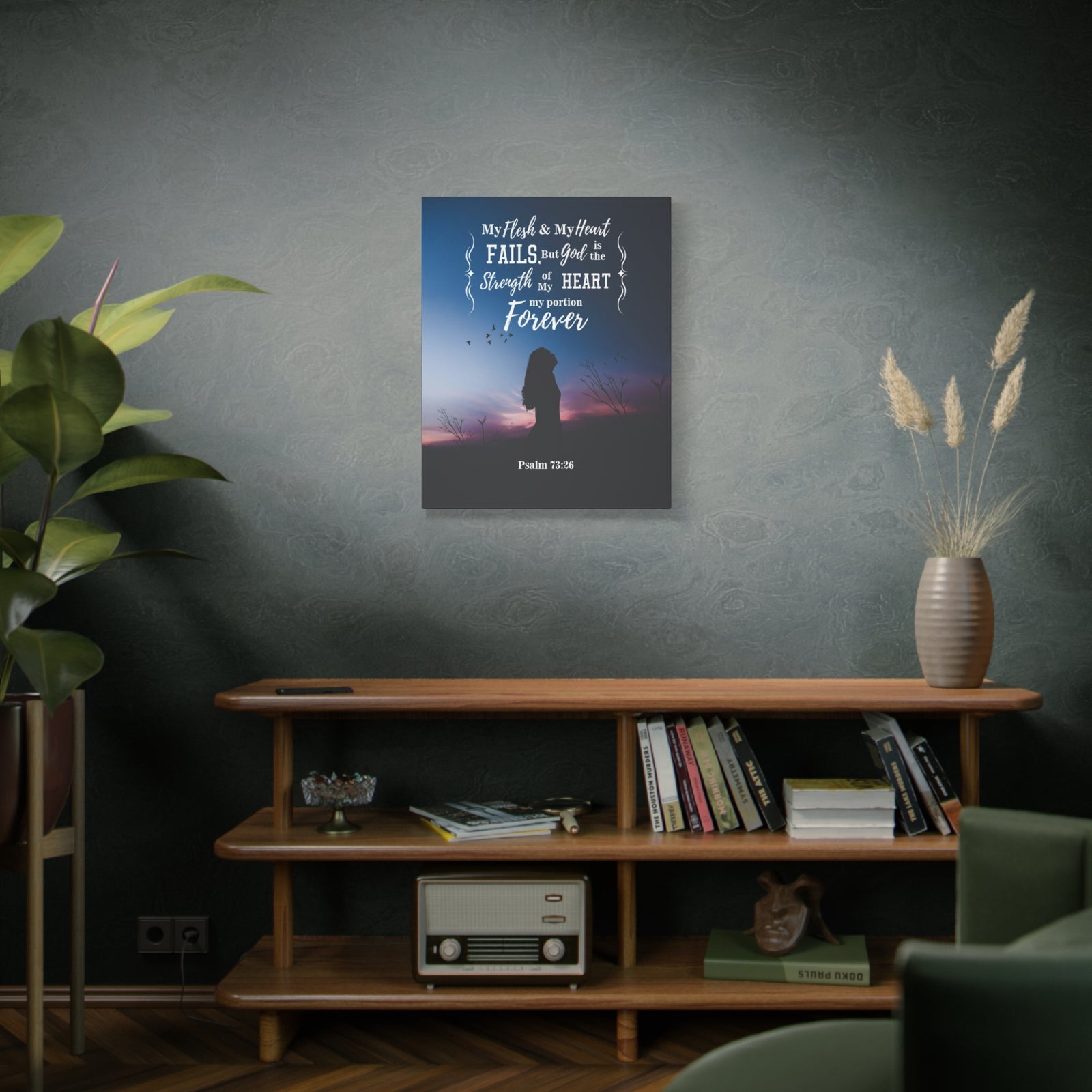 Scripture Canvas My Flesh and Heart Psalm 73:26 Christian Wall Art Bible Verse Print Ready to Hang-Express Your Love Gifts
