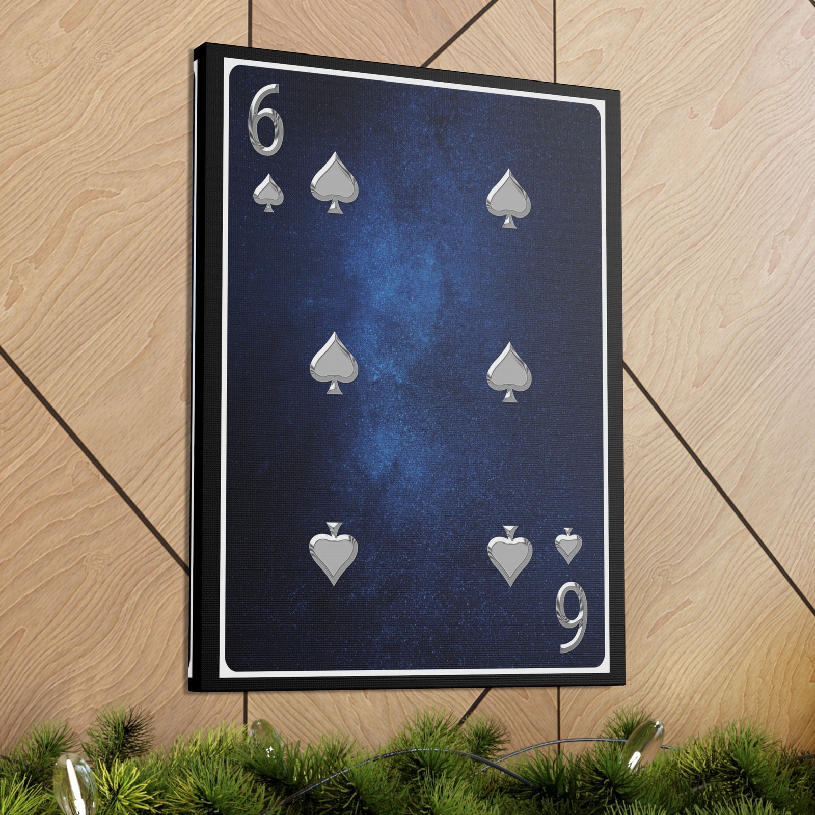 Six Of Spades Space Background Playing Card Canvas Wall Art for Home Decor Ready-to-Hang-Express Your Love Gifts