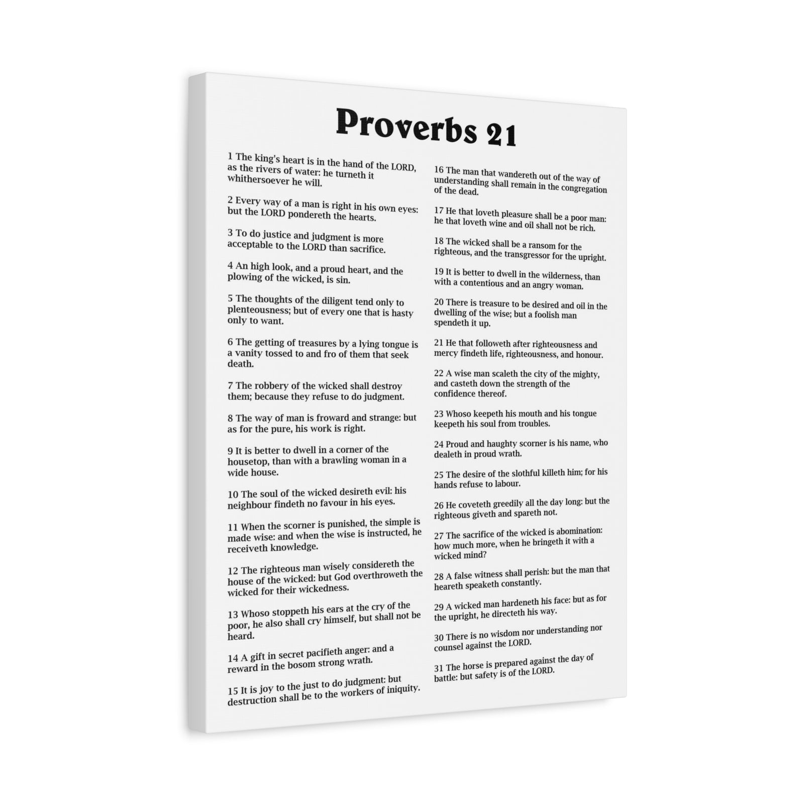 Scripture Walls Proverbs Chapter 21 White Bible Canvas Christian Wall Art Ready to Hang Unframed-Express Your Love Gifts