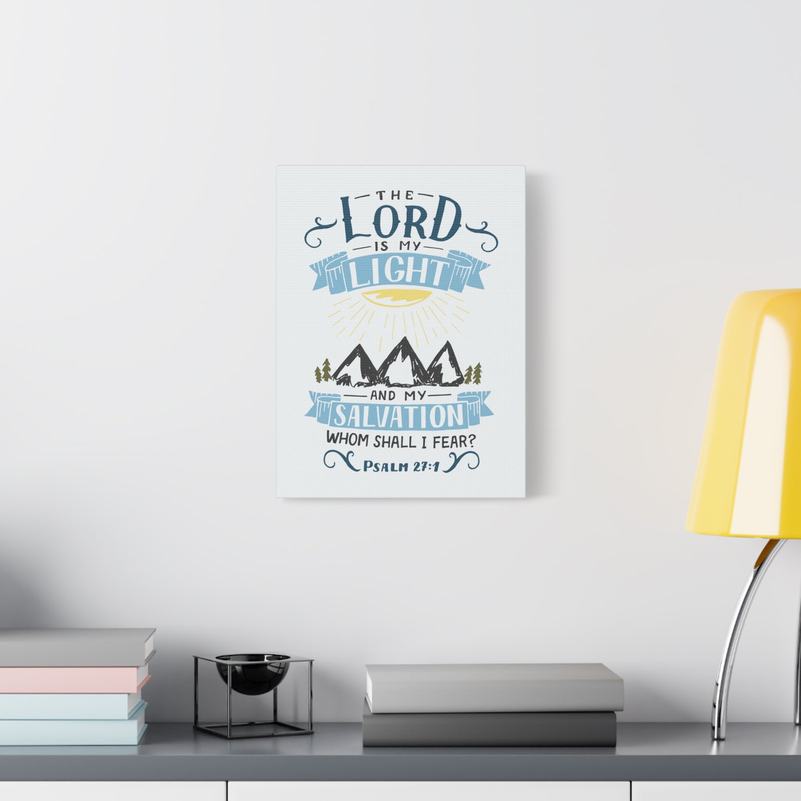 Scripture Canvas The Lord Is My Light Psalm 27:1 Christian Wall Art Bible Verse Print Ready to Hang-Express Your Love Gifts
