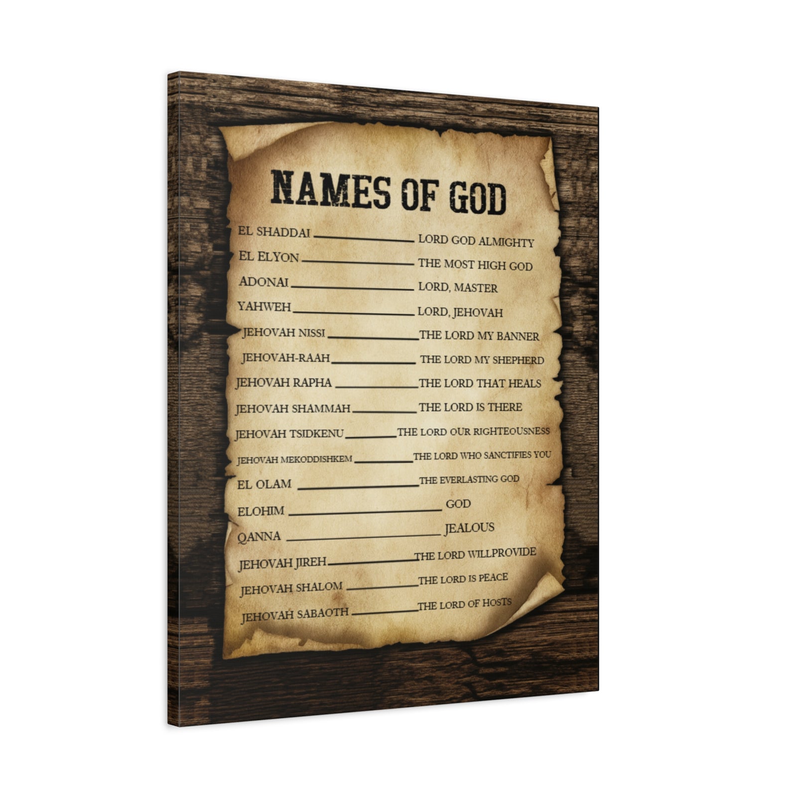 Scripture Canvas Names of God Christian Wall Art Bible Verse Print Ready to Hang-Express Your Love Gifts