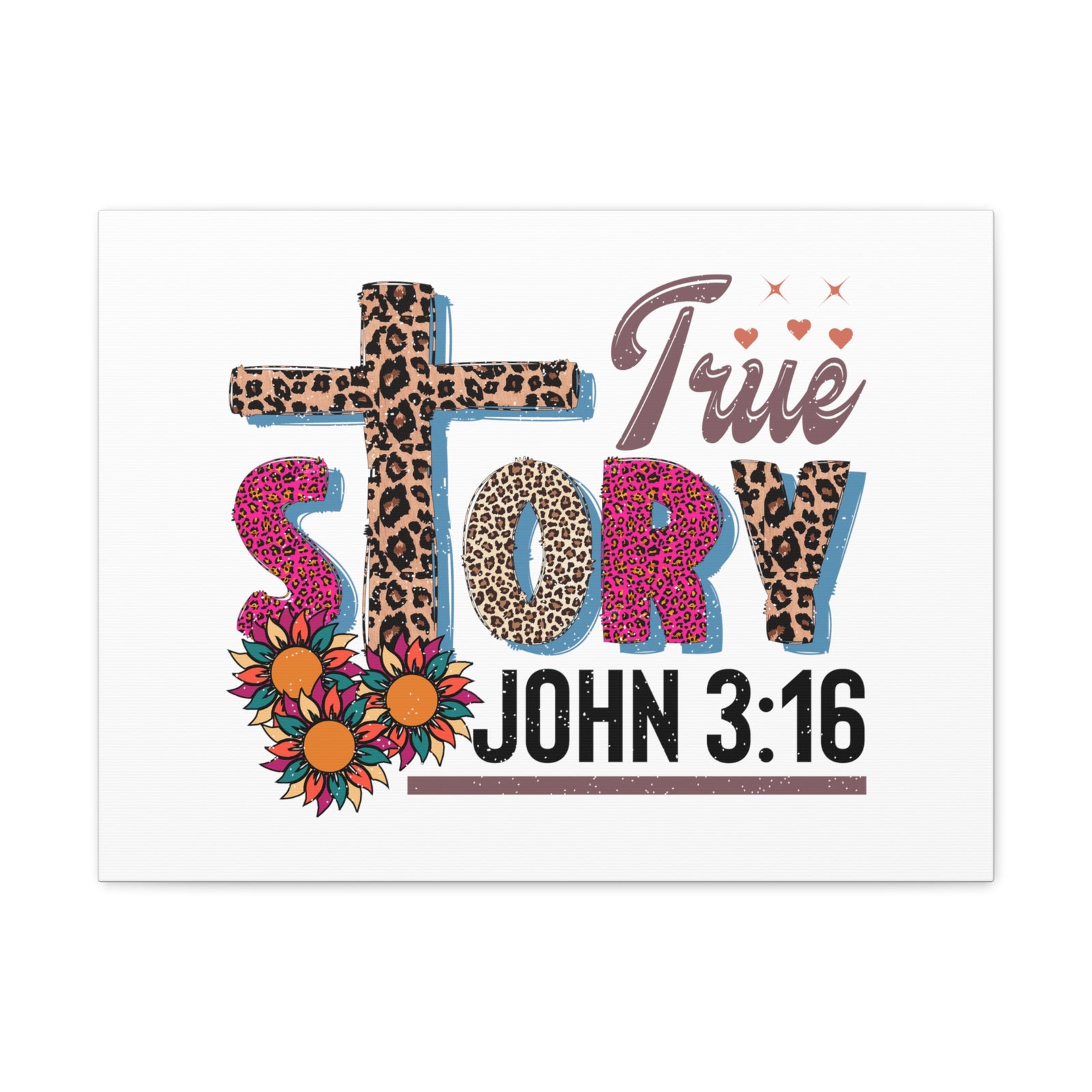 Scripture Walls John 3:16 True Story Bible Verse Canvas Christian Wall Art Ready to Hang Unframed-Express Your Love Gifts
