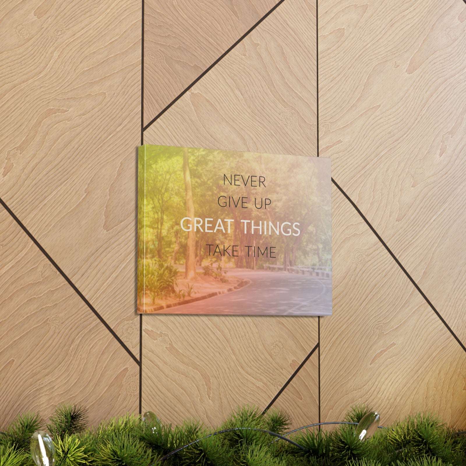Inspirational Quote Canvas Never Give Up Motivational Print Ready to Hang Artwork-Express Your Love Gifts
