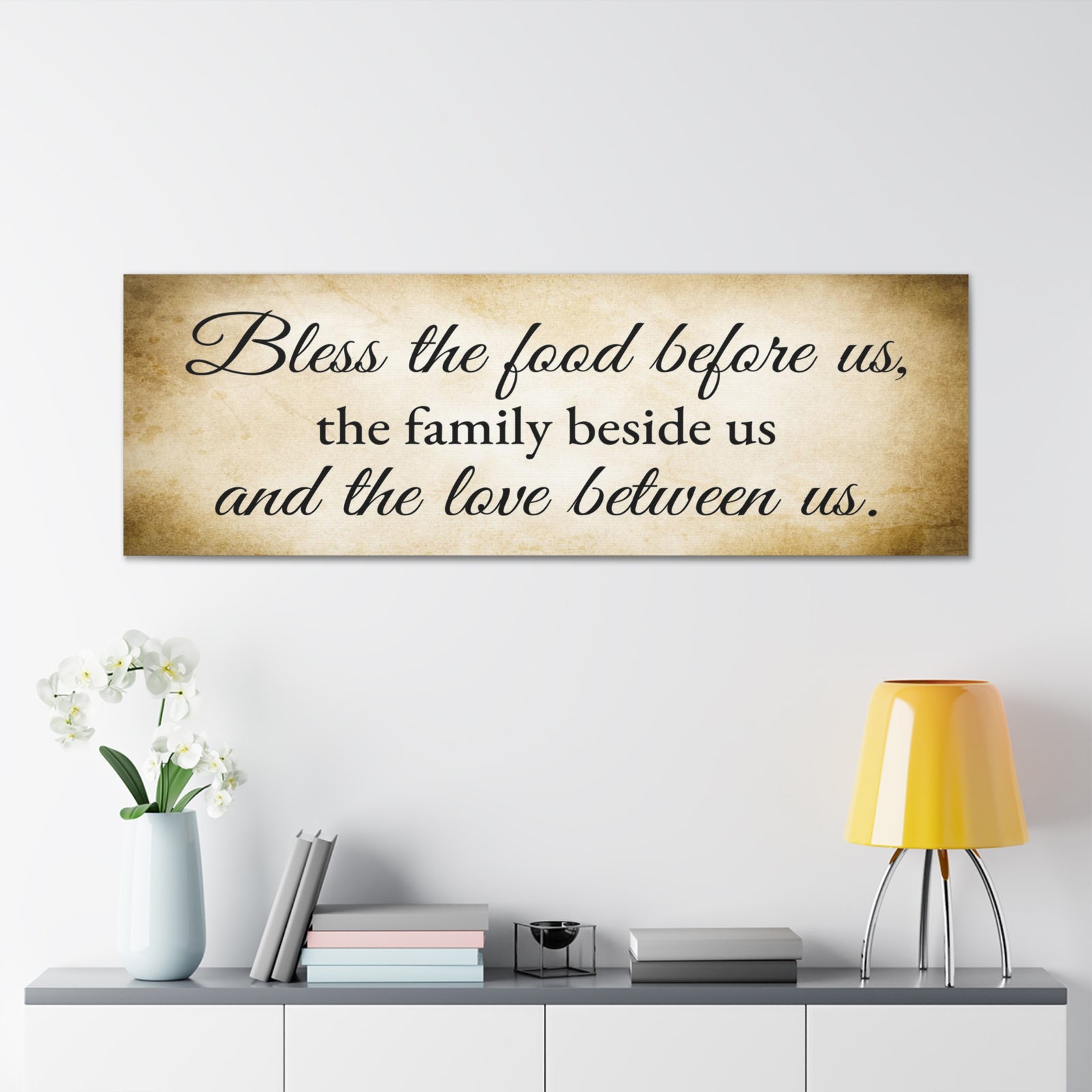 Scripture Walls Bless The Food Gold Bible Verse Canvas Christian Wall Art Ready to Hang Unframed-Express Your Love Gifts