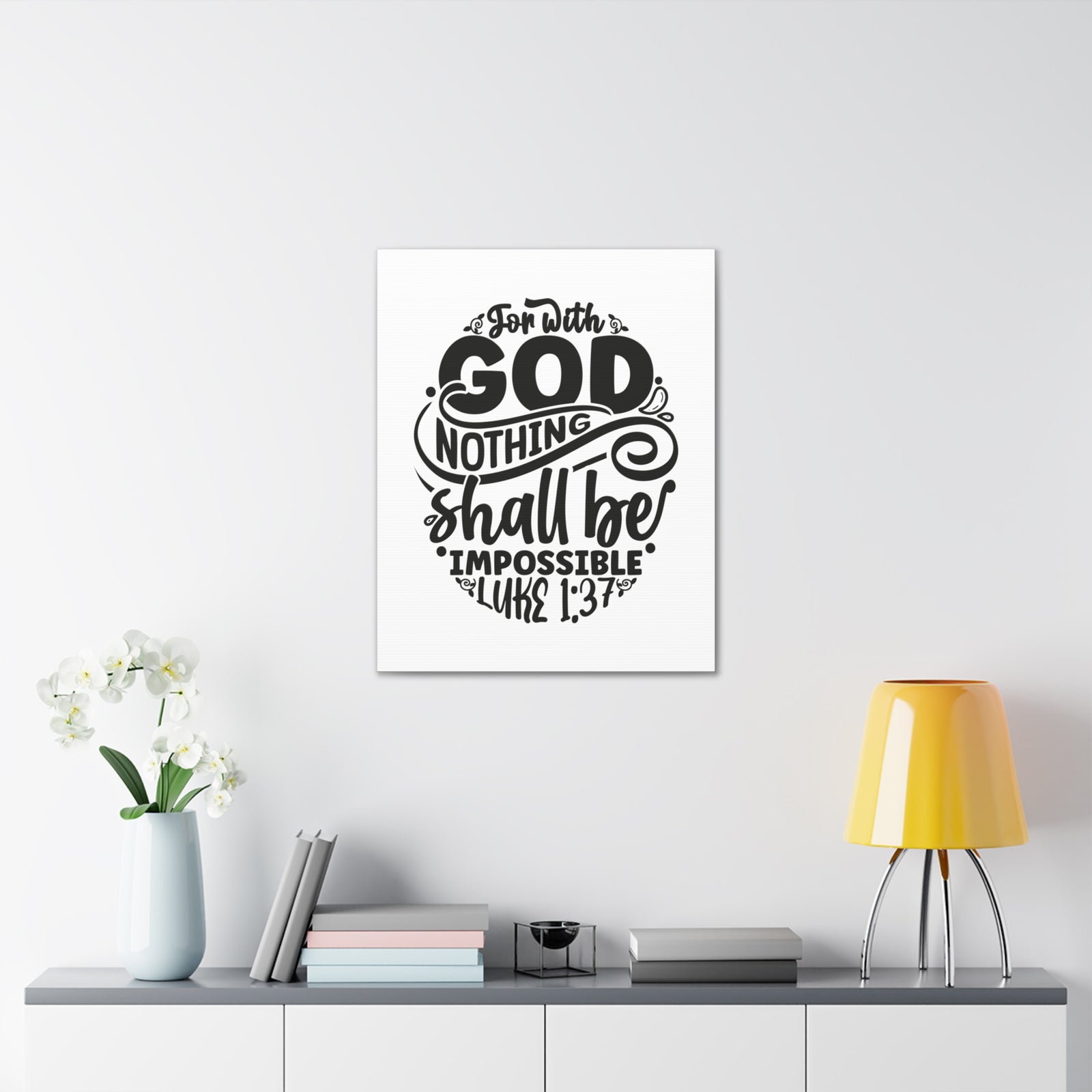 Scripture Walls Luke 1:37 Nothing Shall Be Impossible Bible Verse Canvas Christian Wall Art Ready to Hang Unframed-Express Your Love Gifts