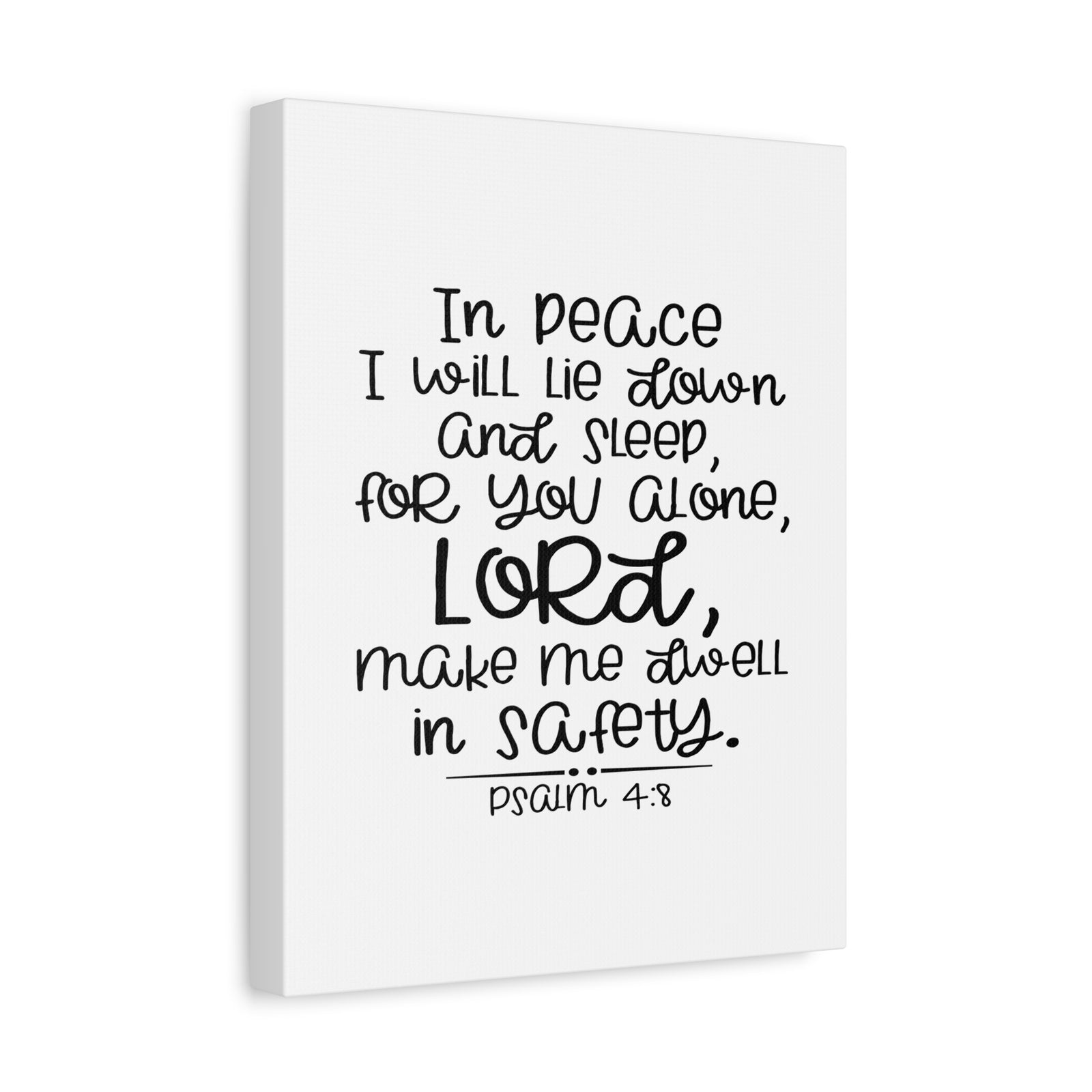 Scripture Canvas Dwell In Safety Psalm 4:8 Christian Wall Art Print Ready to Hang-Express Your Love Gifts
