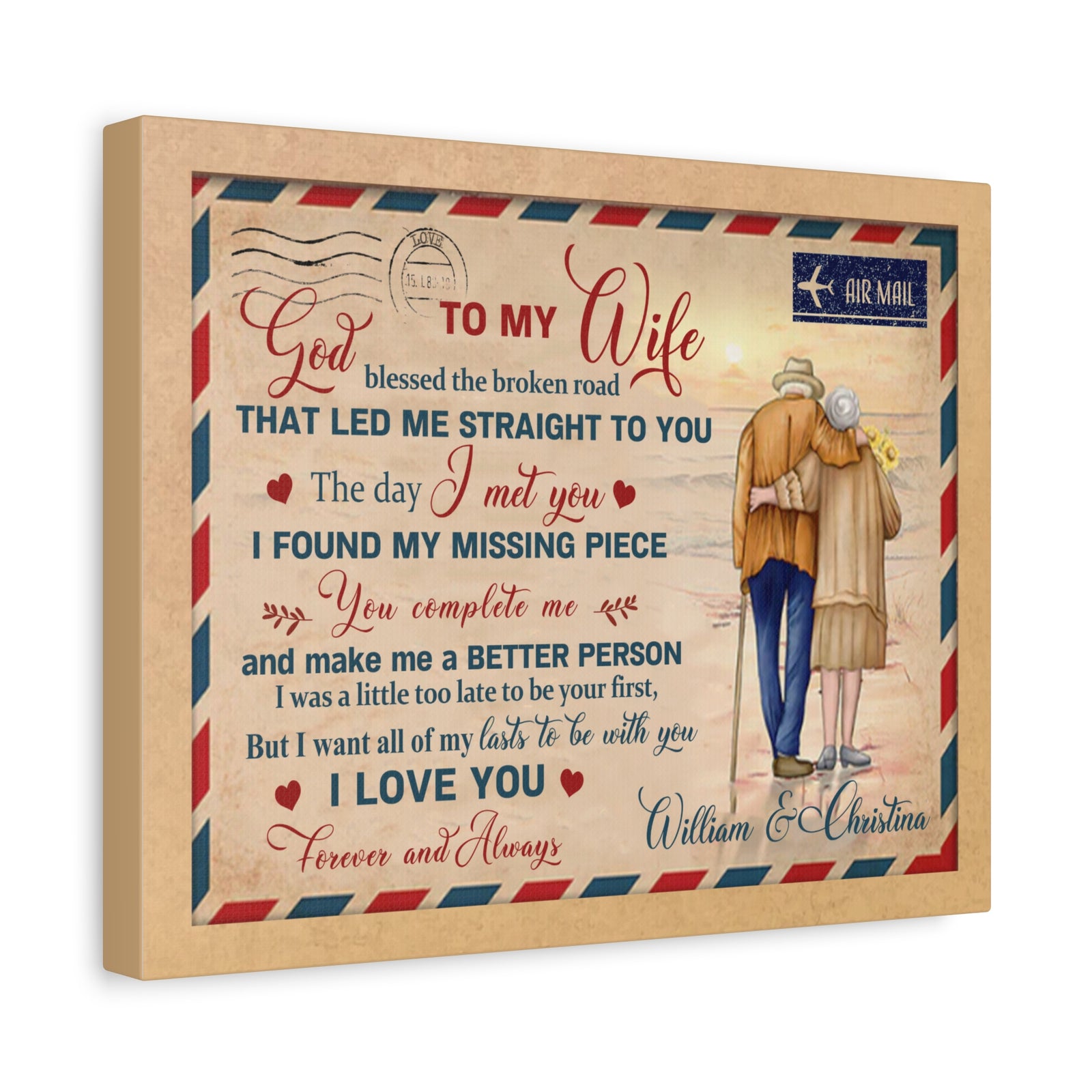 To My Wife – You Complete Me Personalized Canvas Wall Art-Express Your Love Gifts