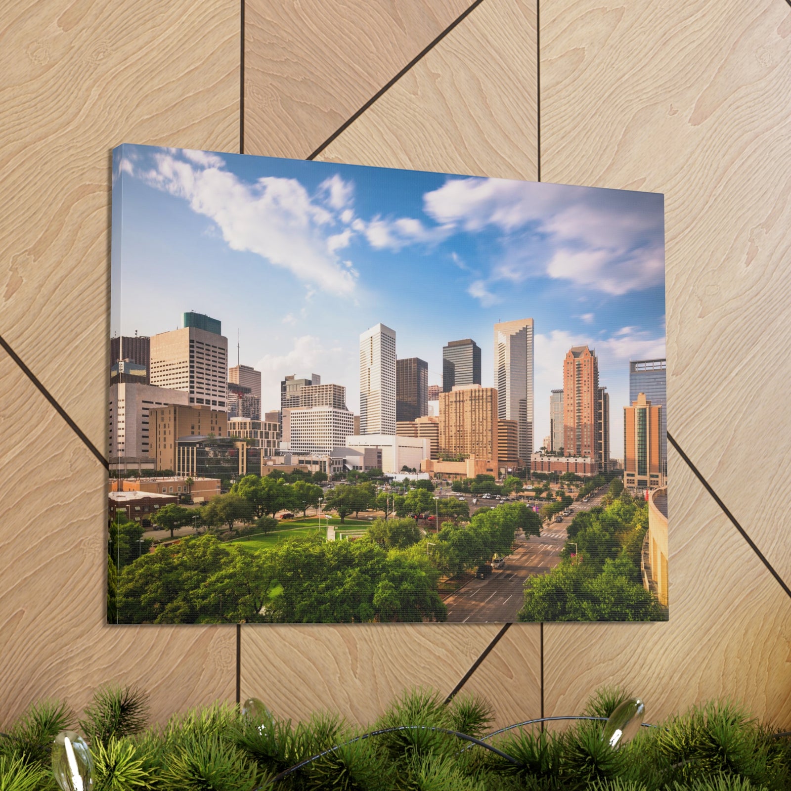 Houston Daytime Skyline Canvas Artwork High-Quality Breathtaking Stunning Cityscape for Home Decor Ready to Hang-Express Your Love Gifts