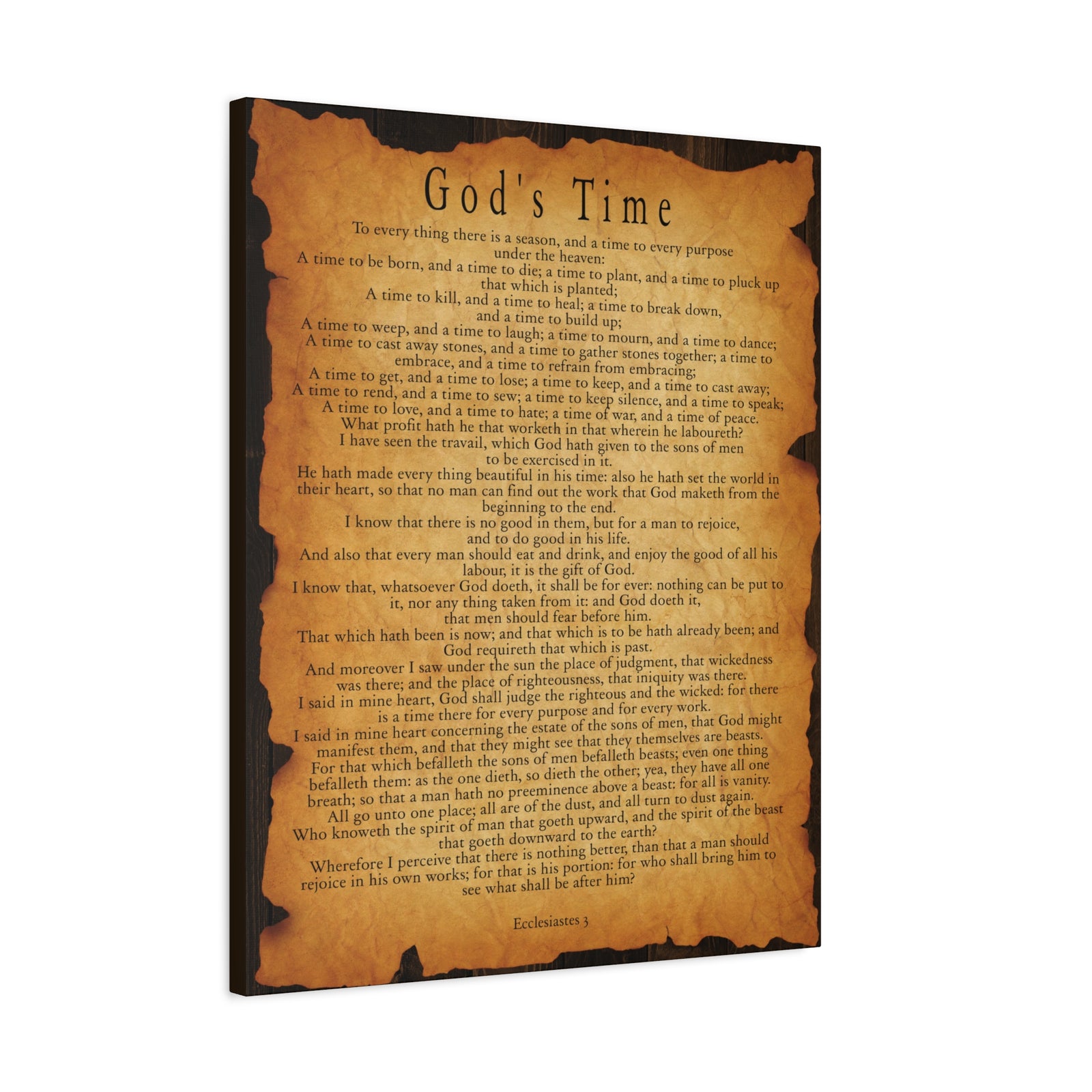 Scripture Wallsc God's Time Ecclesiastes 3 Gold Brown Bible Verse Canvas Christian Wall Art Ready to Hang-Express Your Love Gifts