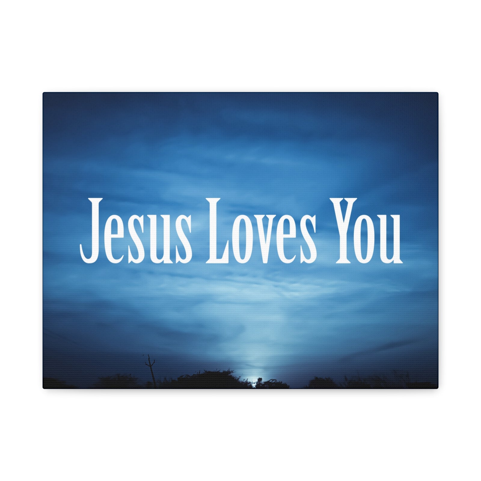 Scripture Canvas Jesus Loves You John 3:16 Dark Blue Sky Christian Wall Art Bible Verse Print Ready to Hang-Express Your Love Gifts