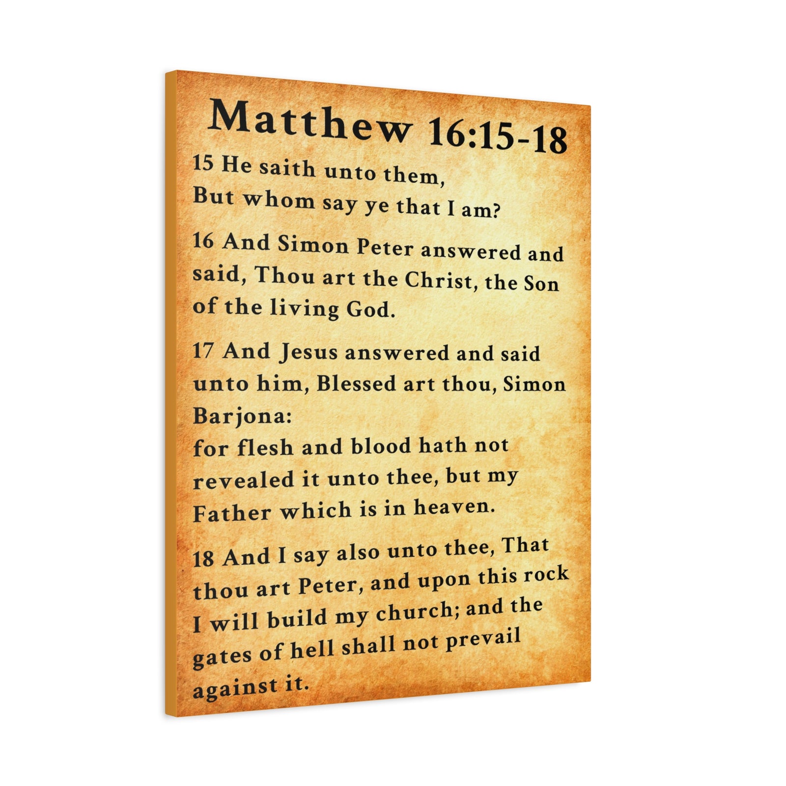 Scripture Walls Matthew 16:15-18 KJV Bible Verse Canvas Christian Wall Art Ready to Hang Unframed-Express Your Love Gifts