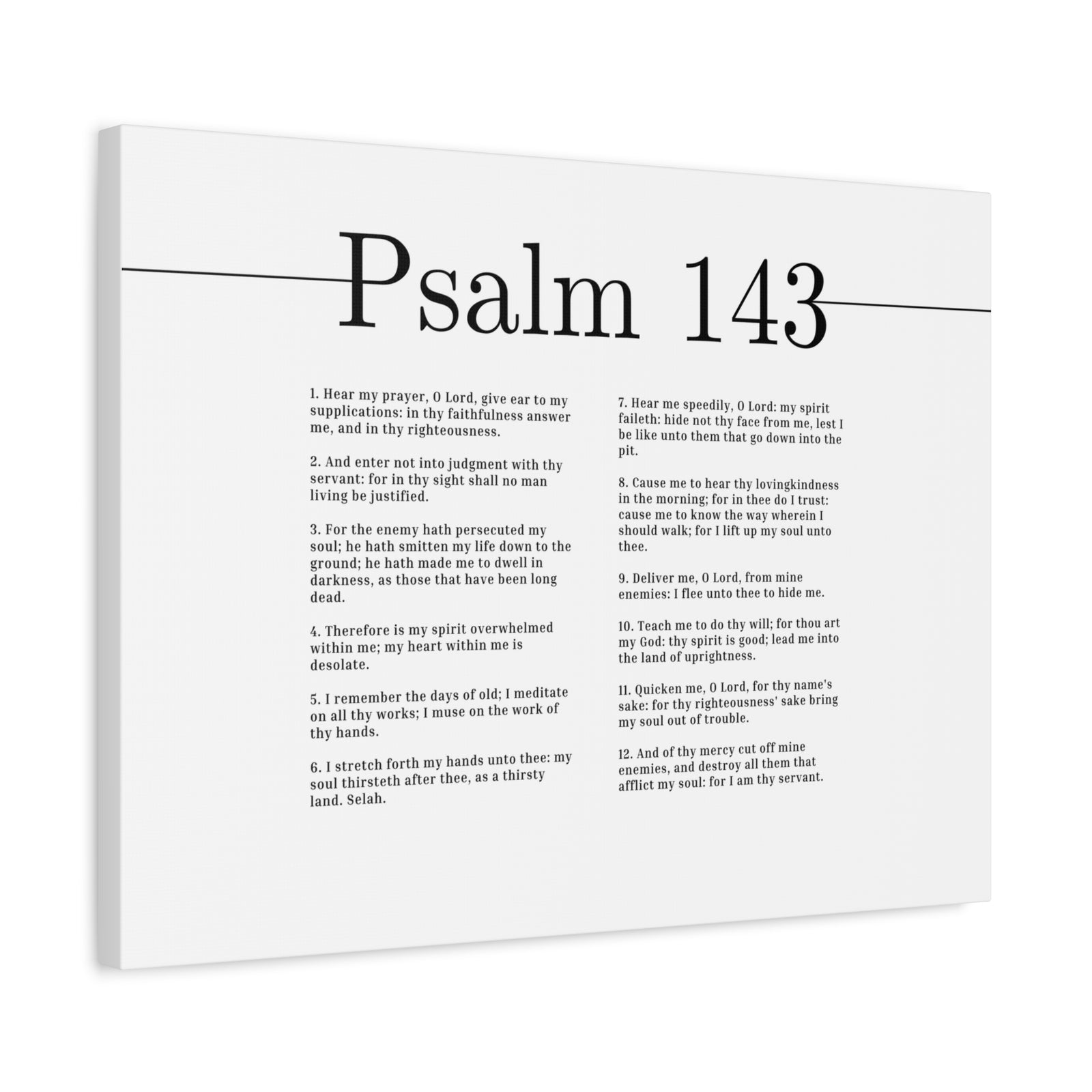 Scripture Canvas Hear My Prayer, O Lord Psalm 143 Christian Wall Art Bible Verse Print Ready to Hang-Express Your Love Gifts
