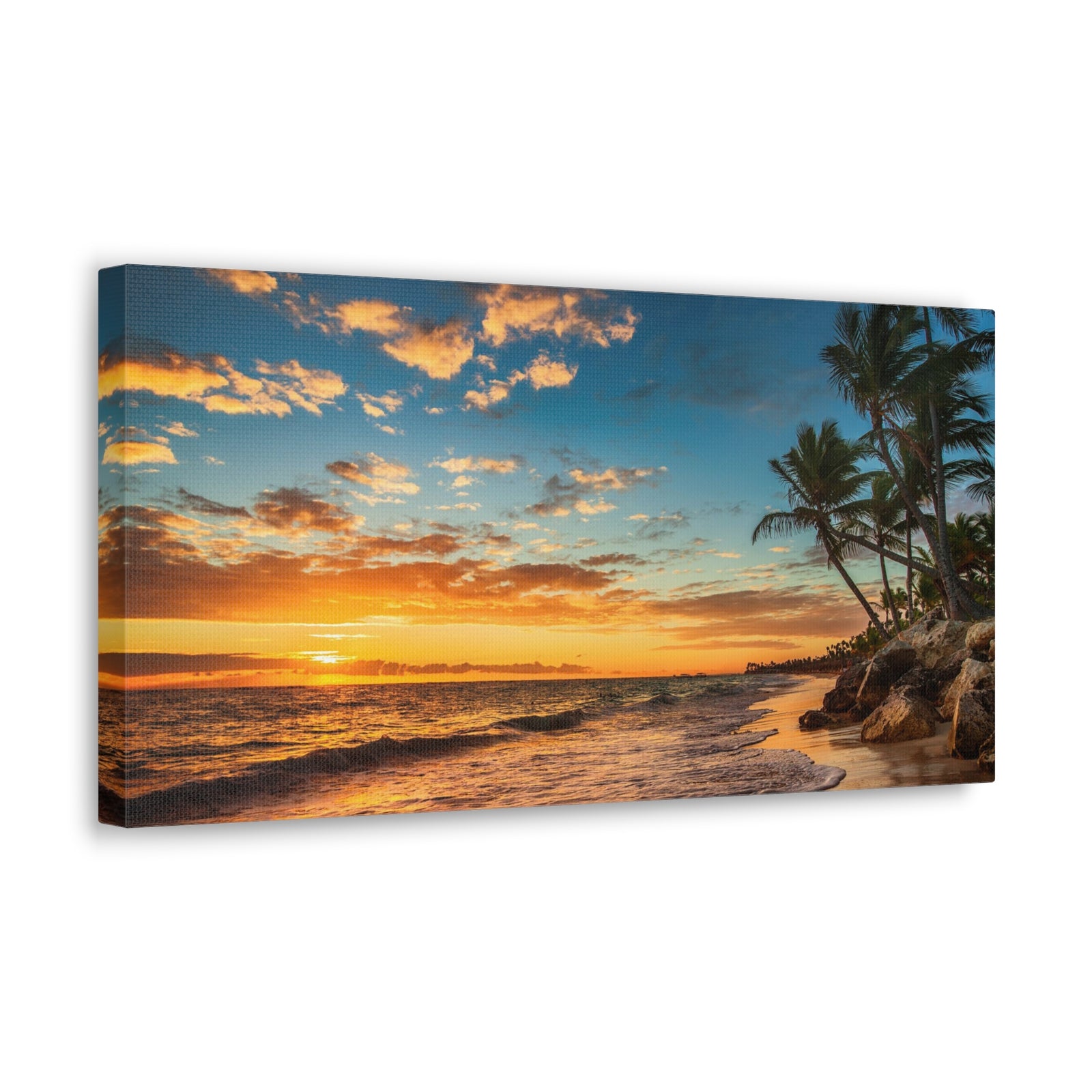 Tropical Island Beach Sunrise Ocean Canvas Wall Art for Home Decor Ready-to-Hang-Express Your Love Gifts