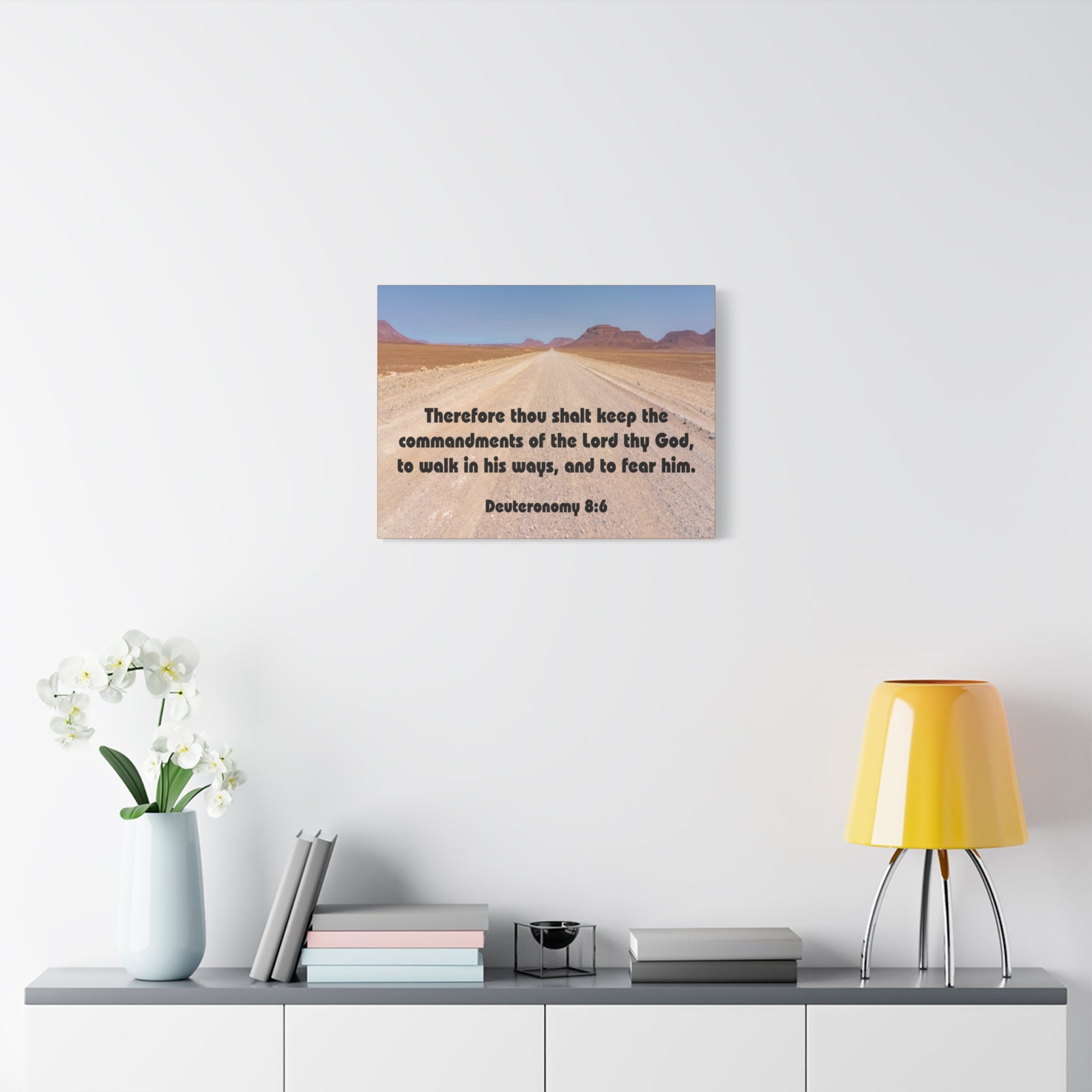 Bible Verse Canvas The Commandments of The Lord Thy God Deuteronomy 8:6 Christian Home Décor Wall Art Scripture Ready to Hang Faith Print-Express Your Love Gifts
