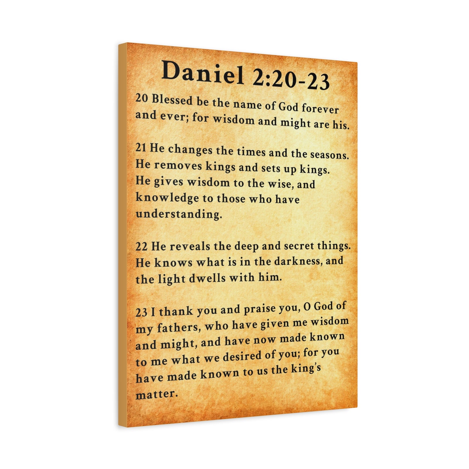 Scripture Walls Daniel 2:20-23 Daniel's Prayer of Praise Gold Bible Verse Canvas Christian Wall Art Ready to Hang Unframed-Express Your Love Gifts