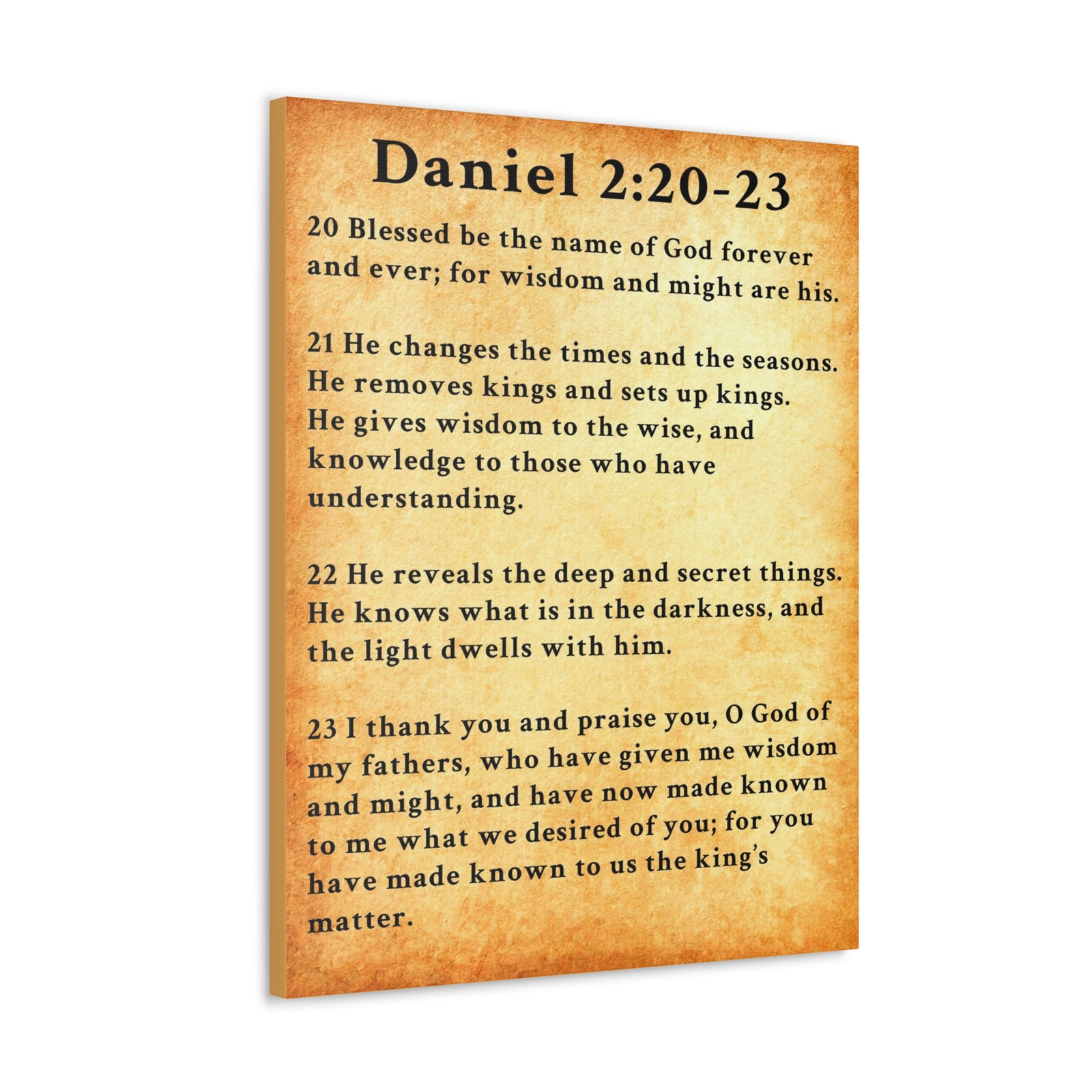 Scripture Walls Daniel 2:20-23 Daniel's Prayer of Praise Gold Bible Verse Canvas Christian Wall Art Ready to Hang Unframed-Express Your Love Gifts
