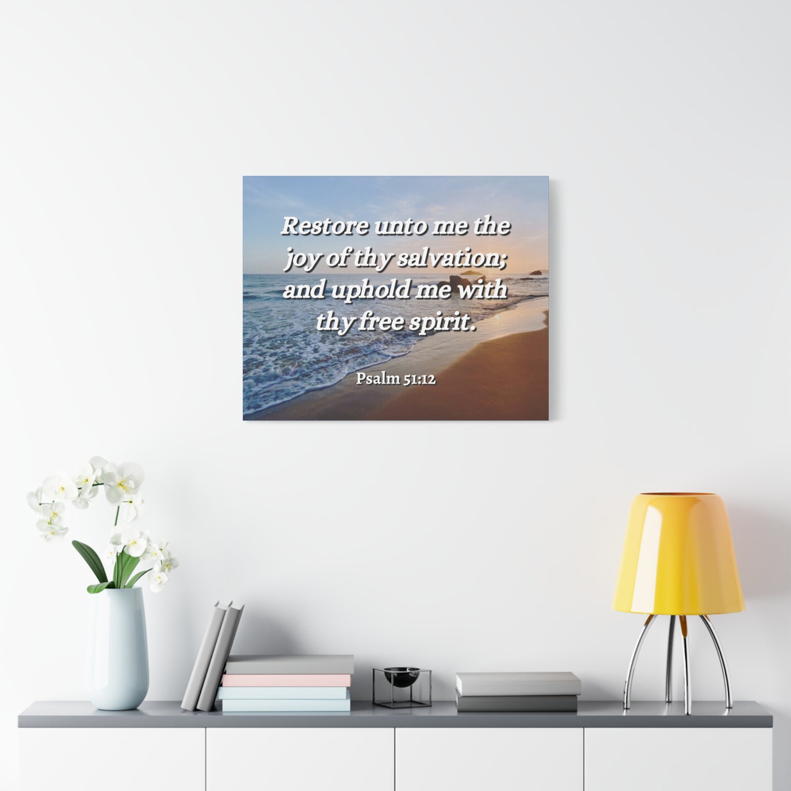 Scripture Canvas Thy Salvation Psalm 51:12 Christian Wall Art Bible Verse Print Ready to Hang-Express Your Love Gifts