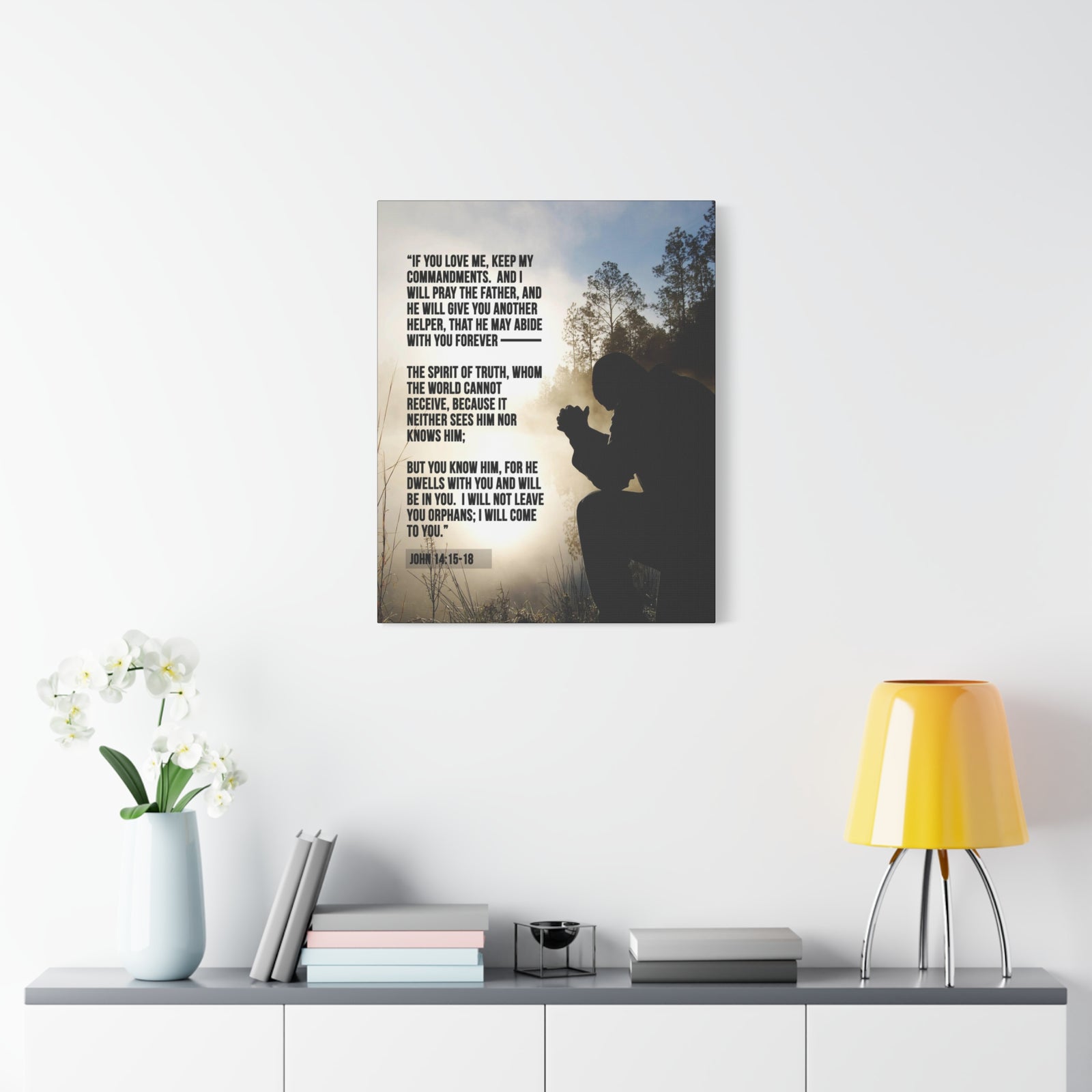 Scripture Canvas Keep my Commandments John 14:15-18 Christian Wall Art Bible Verse Print Ready to Hang-Express Your Love Gifts