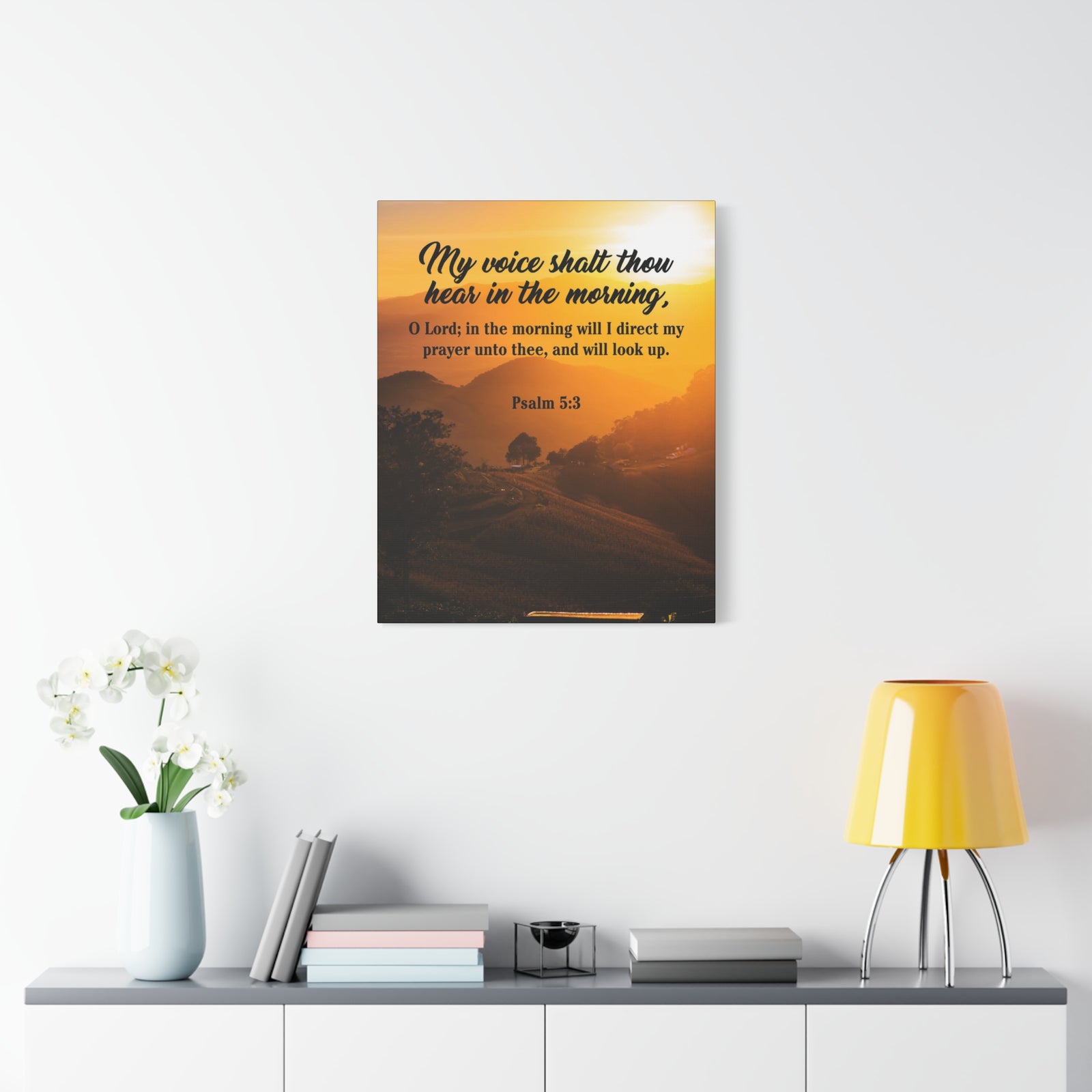 Bible Verse Canvas Morning Prayer Psalm 5:3 Christian Home Decor Scripture Art-Express Your Love Gifts