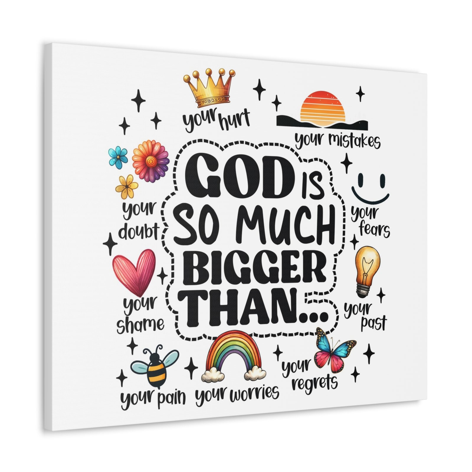 Scripture Walls God Bigger Than Everything Bible Verse Canvas Christian Wall Art Ready to Hang Unframed-Express Your Love Gifts