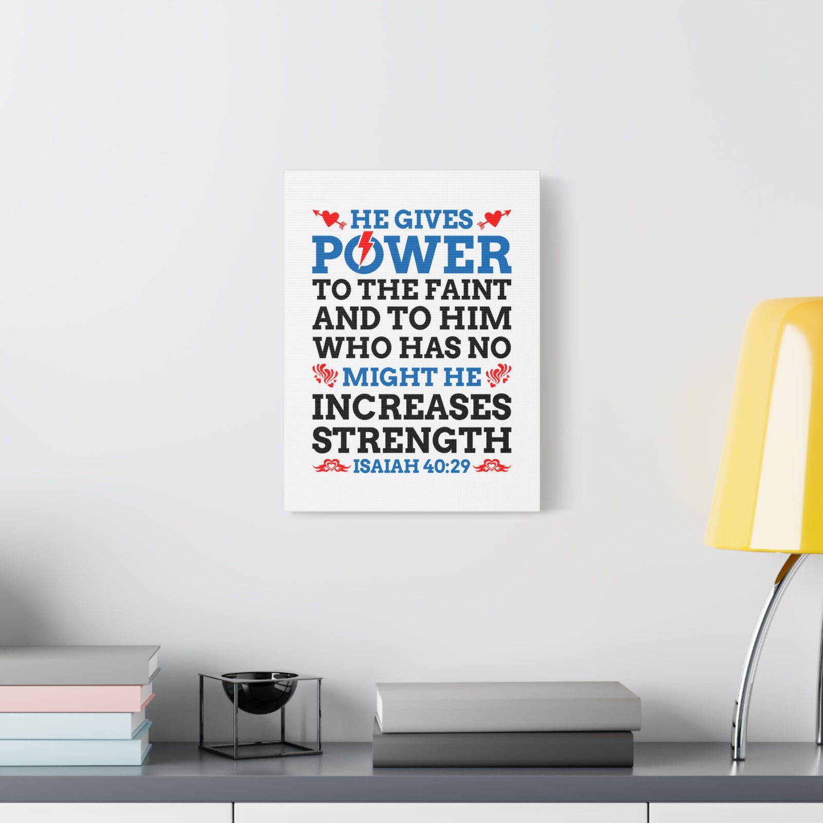 Scripture Canvas He Gives Power Isaiah 40:29 Christian Wall Art Bible Verse Print Ready to Hang-Express Your Love Gifts